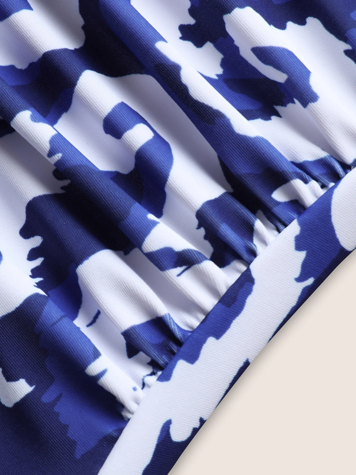 Overlap Collar Boho Print Tie Knot One Piece Swimsuit