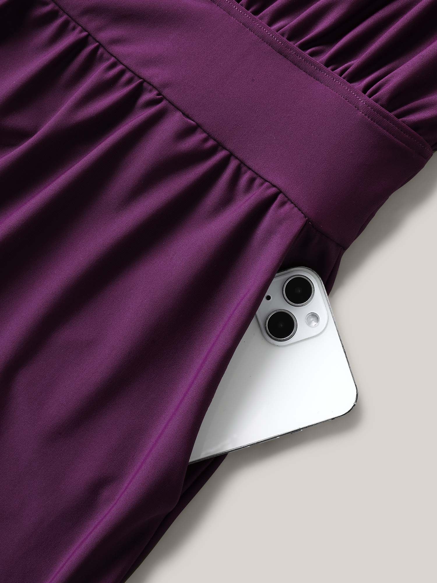 Halter Neck Pockets Cinched One-Piece Swimsuit