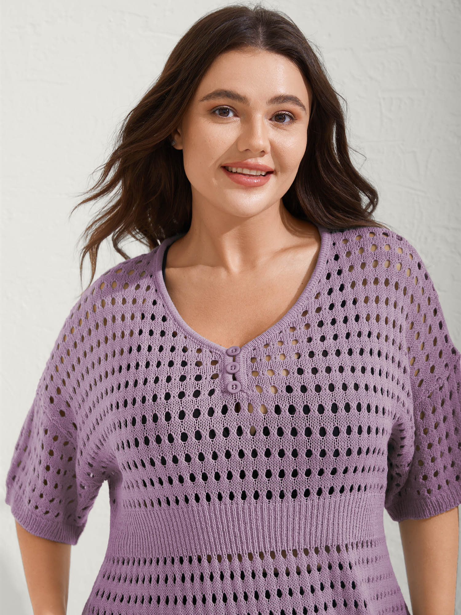 Cut-Out Waist-Cinched Button Swim Cover-Up