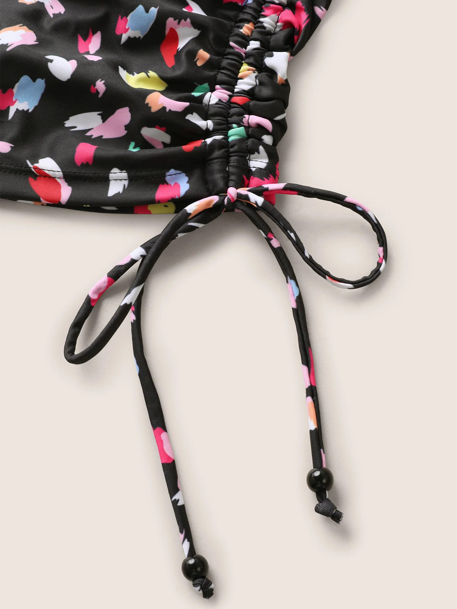 Allover Print Drawstring Skinny Swim Bottom