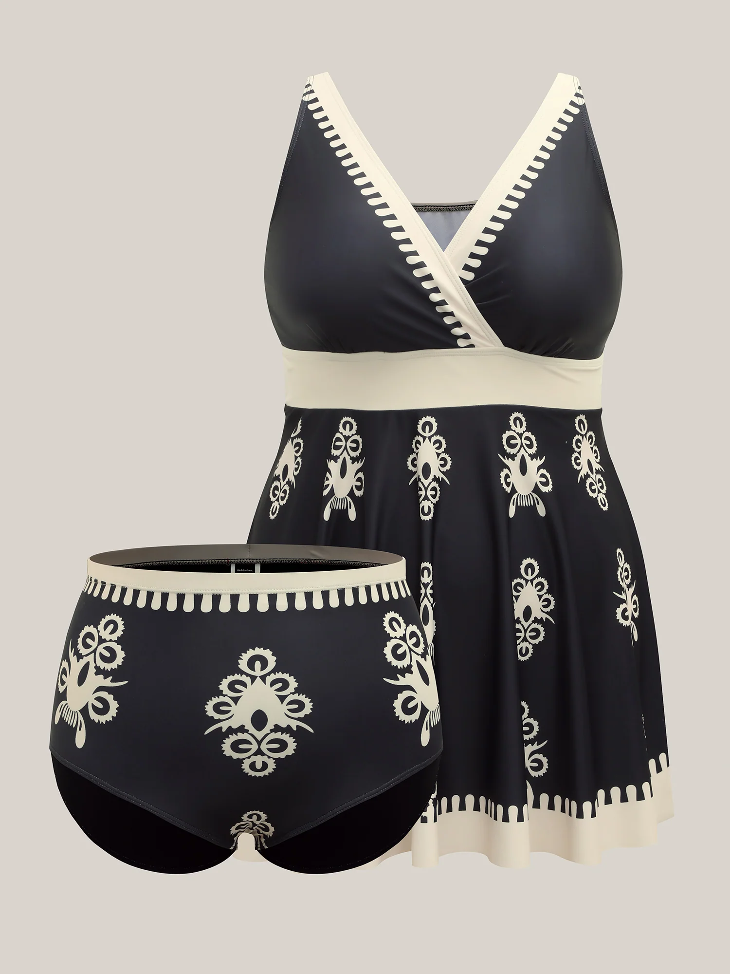 Boho Flower Print Surplice Swim Dress