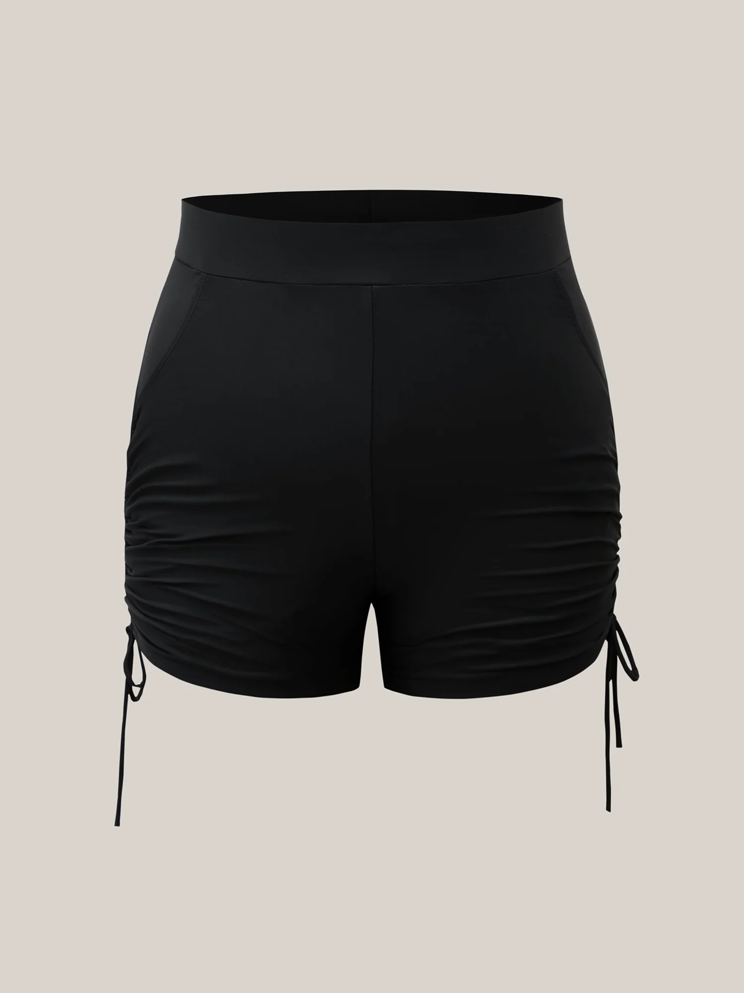 Ruched Drawstring Pocket Slim Swim Bottom
