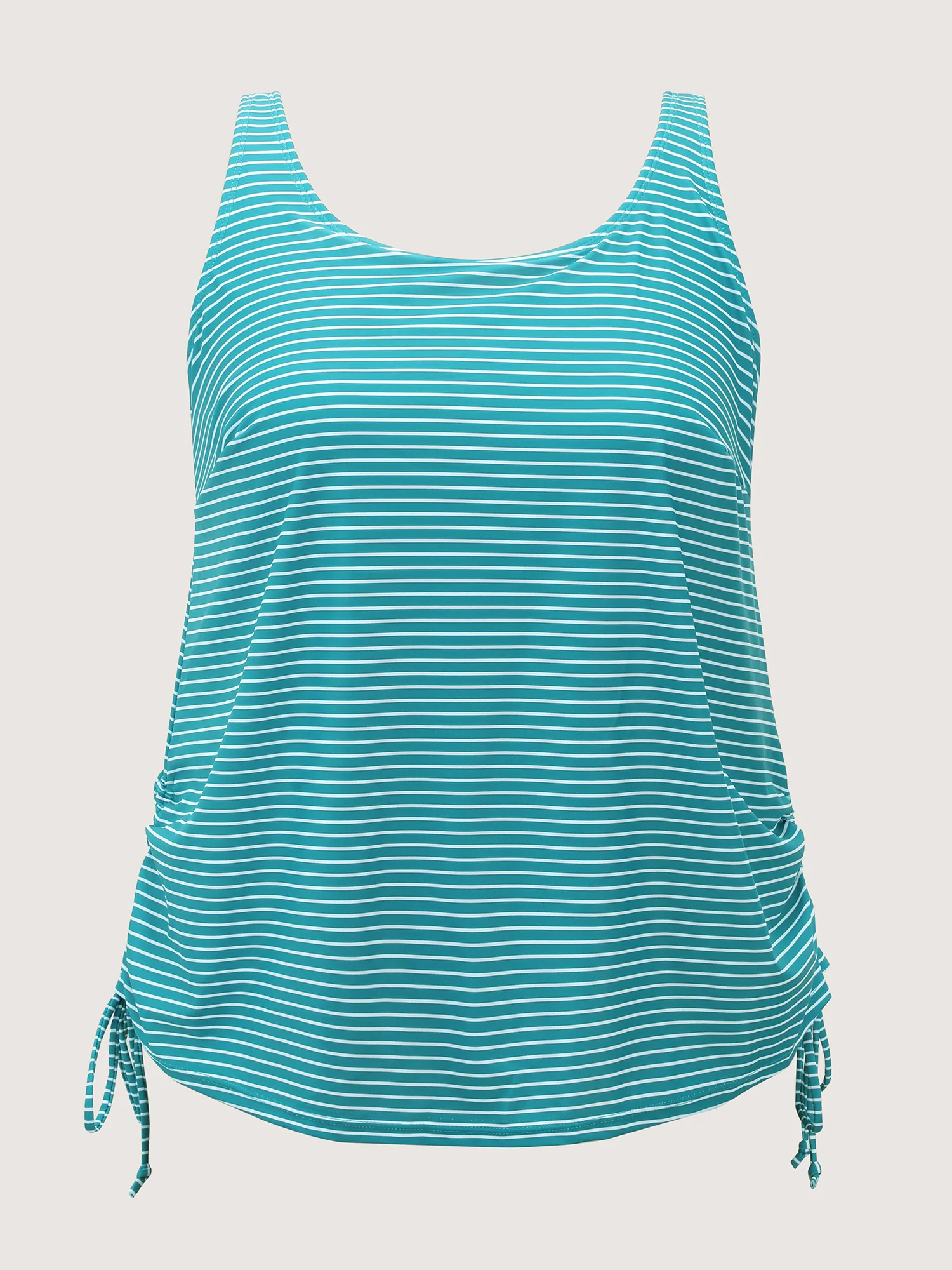 Striped Non-Removable Cups Swim Top