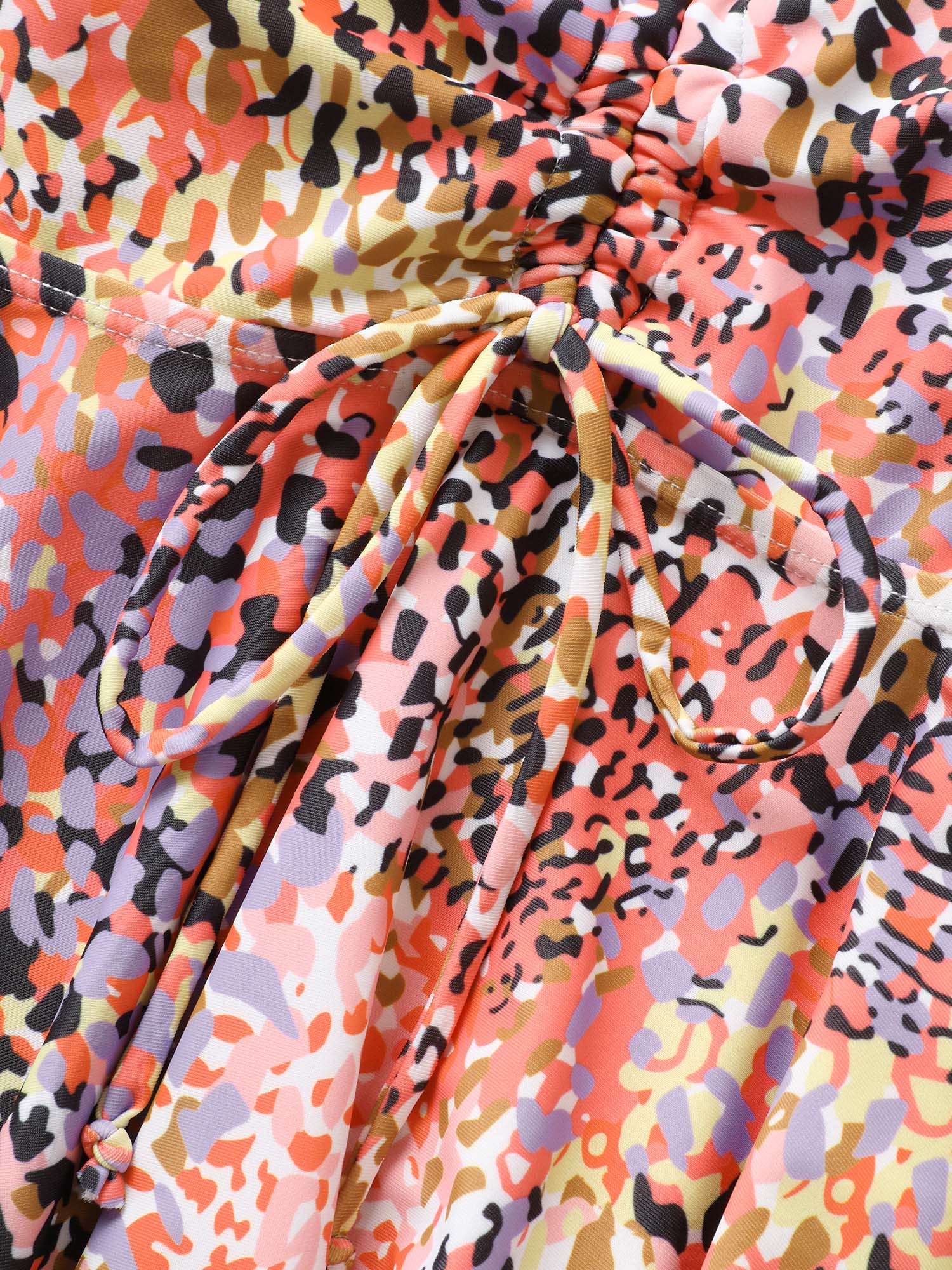 Leopard Print Knotted Front Swim Top