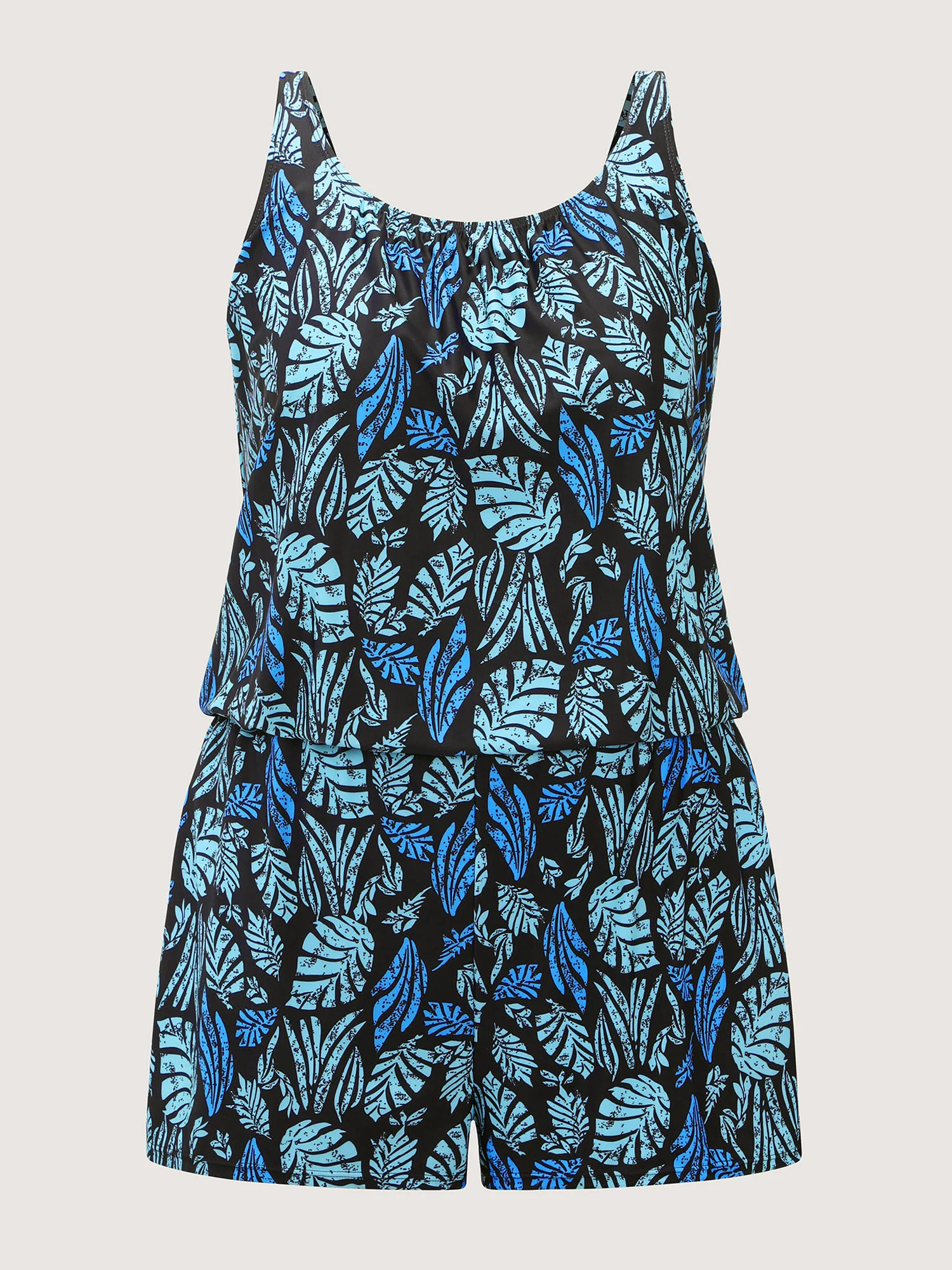 Tropical Flower Print Pockets One-Piece Swimsuit