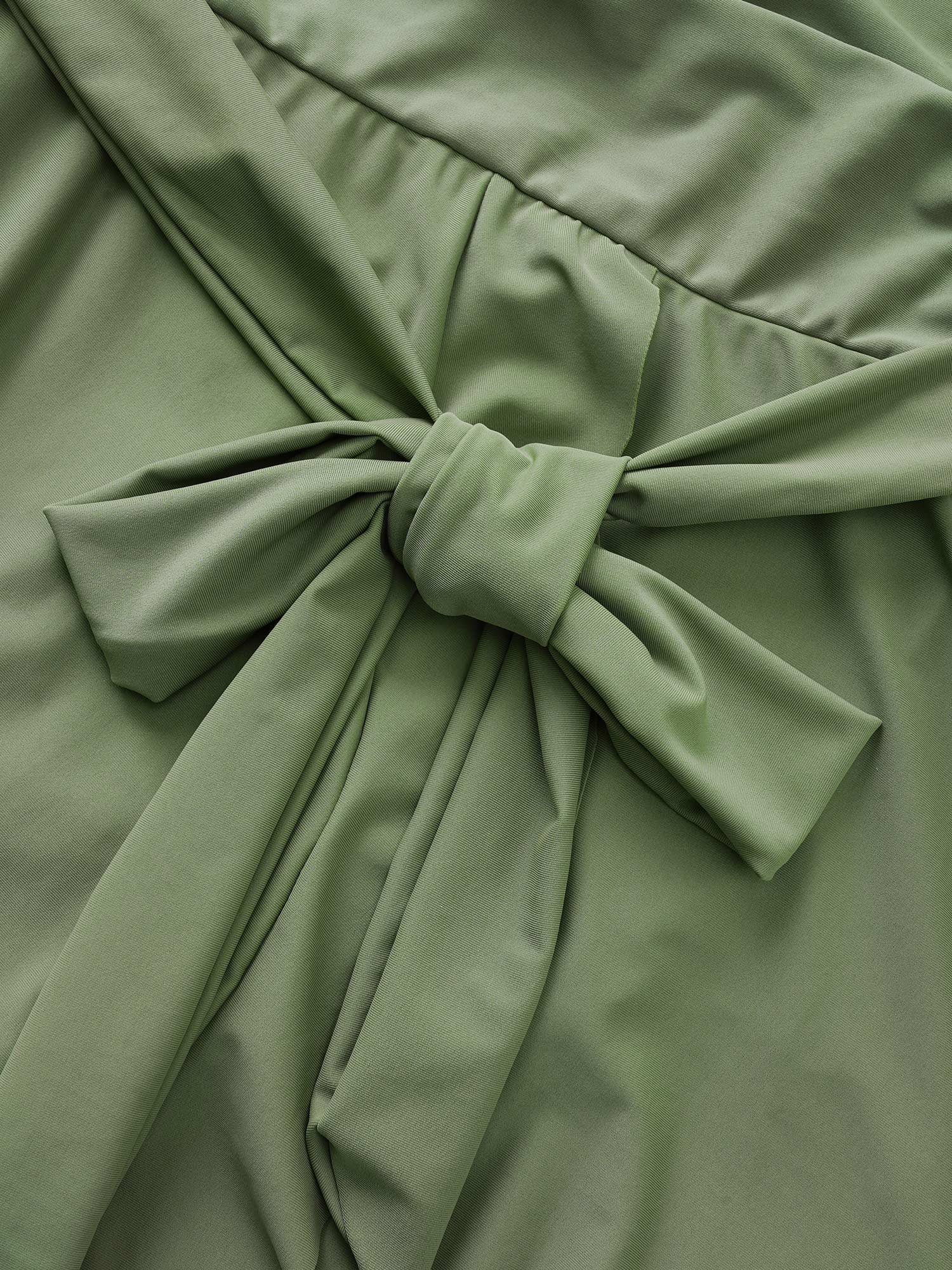 Plain Ties Wrap Flutters Swim Dress