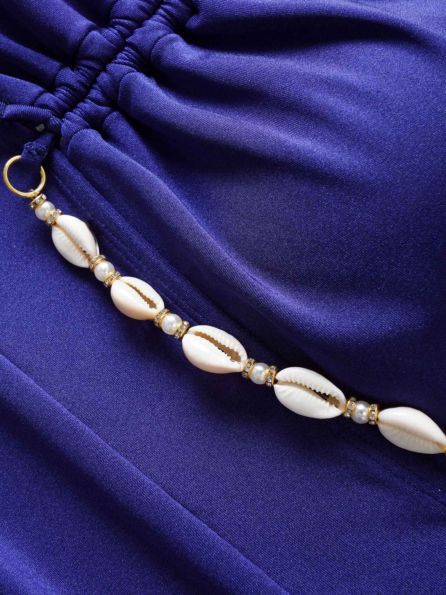 Plain Shell Detail Gathered One Piece Swimsuit