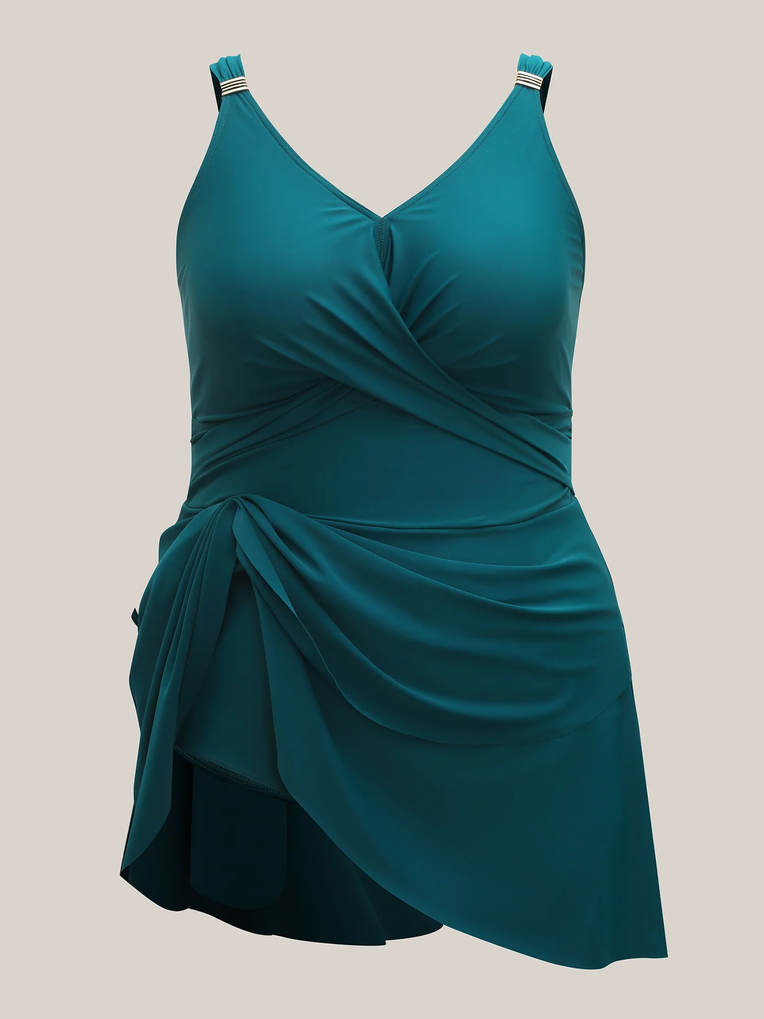 Anti-Float Tie Twist Solid Swim Dress
