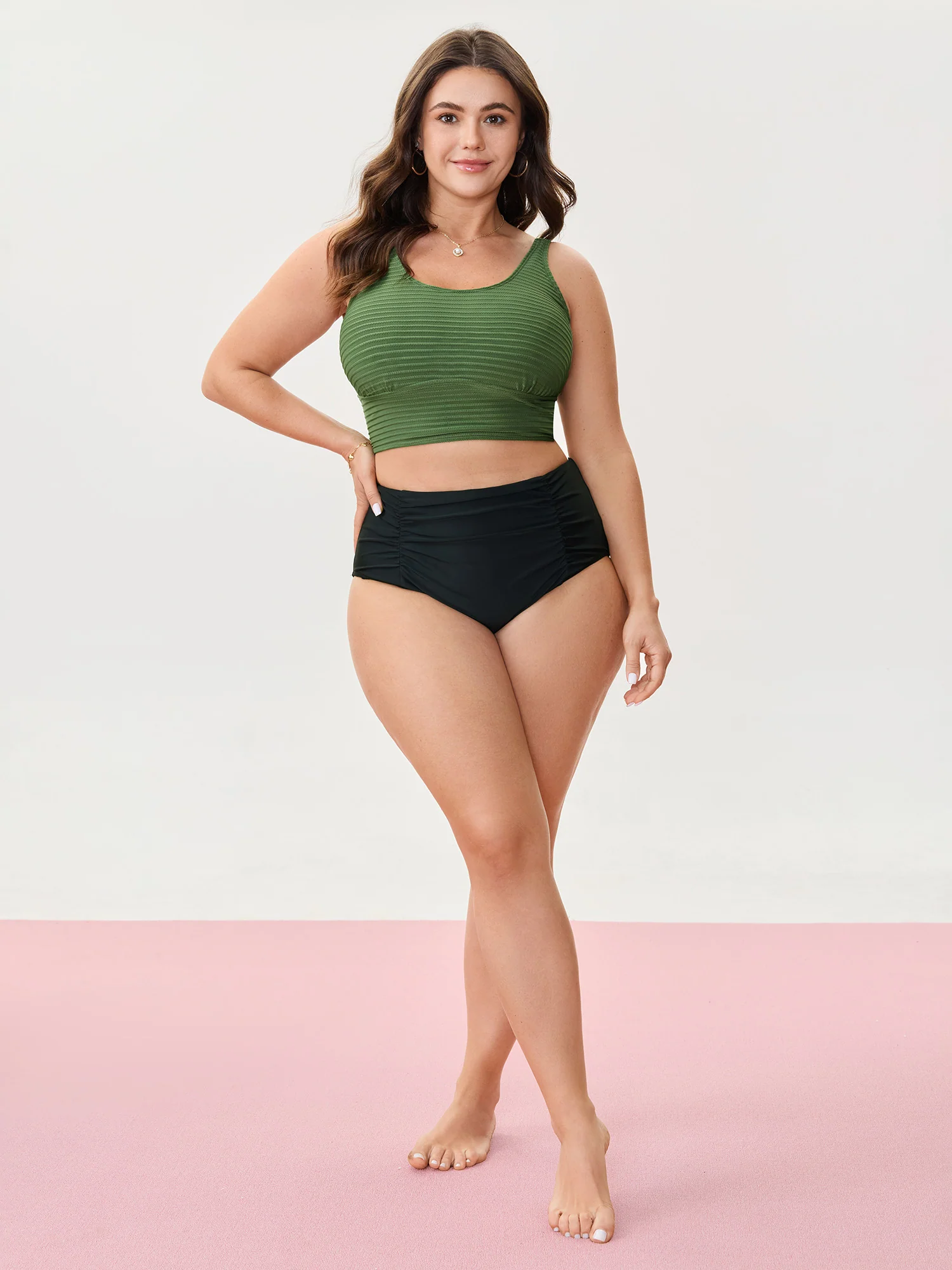 Textured U-Neck Swim Top