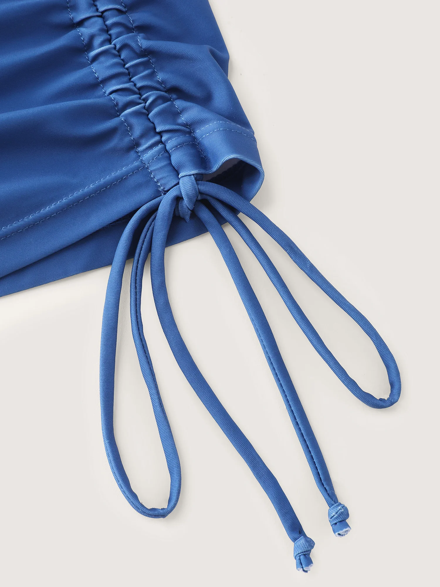 Island Print Drawstring Adjustable Swim Top