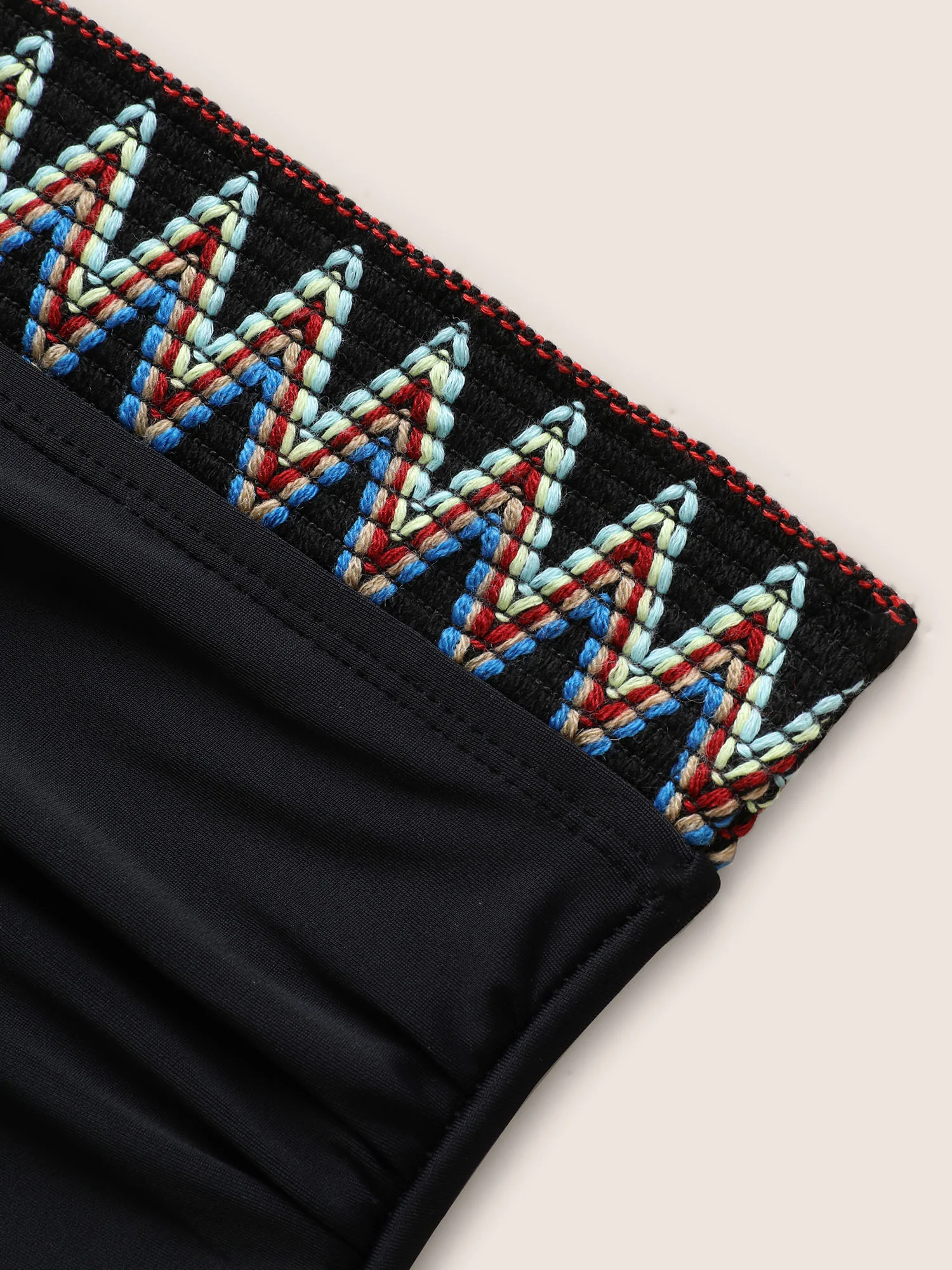 Embroidered Elastic Waist High Rise Swim Bottom