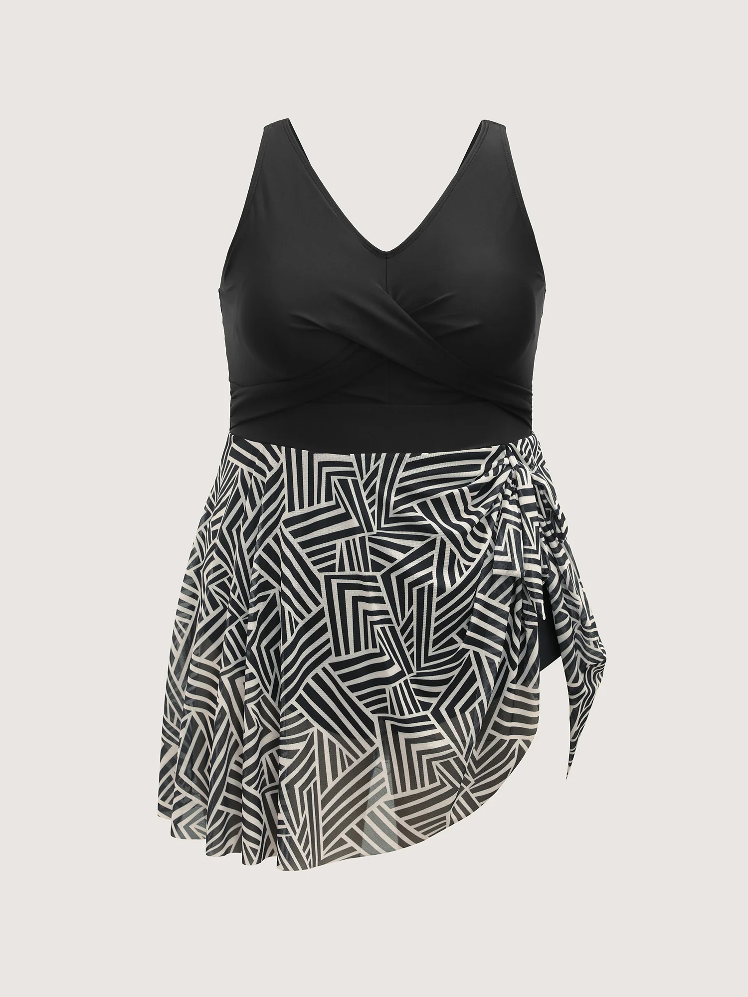 Geometric Print Knotted Swim Dress