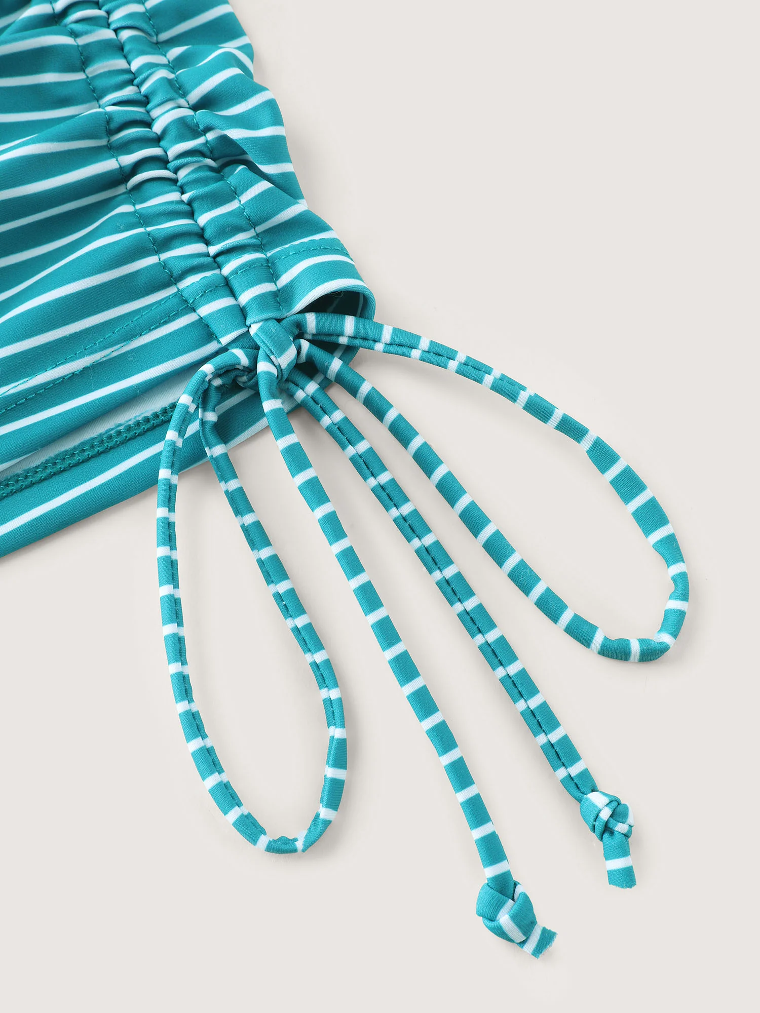 Striped Non-Removable Cups Swim Top