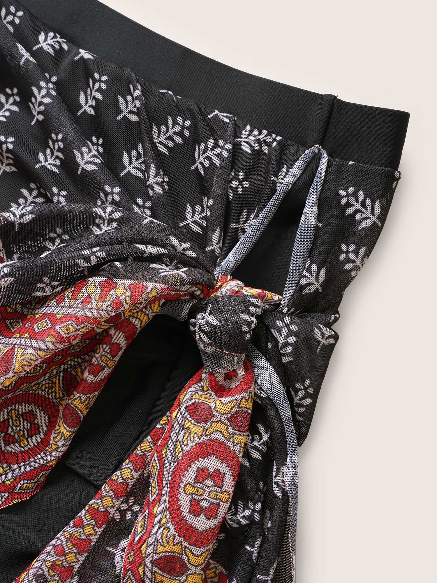 Bandana Tie Knot Slit Hem Swim Bottom