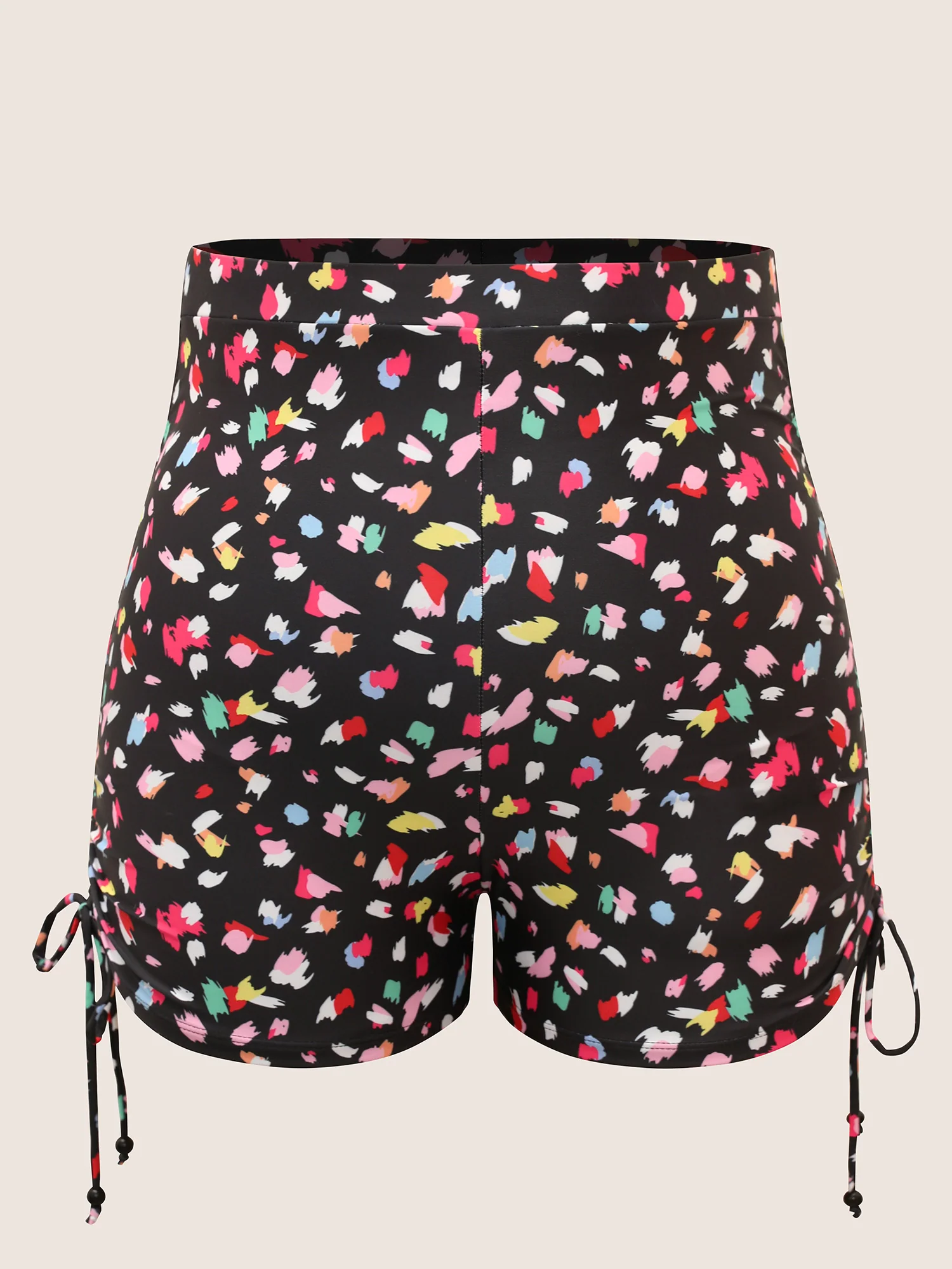 Allover Print Drawstring Skinny Swim Bottom