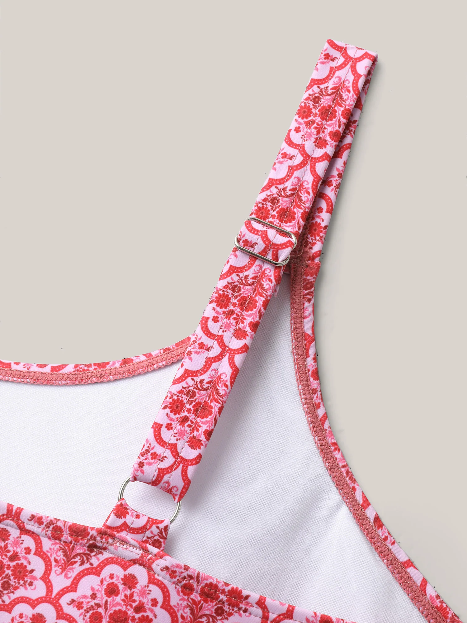 Geometric Print Ruched One-Piece Swimsuit