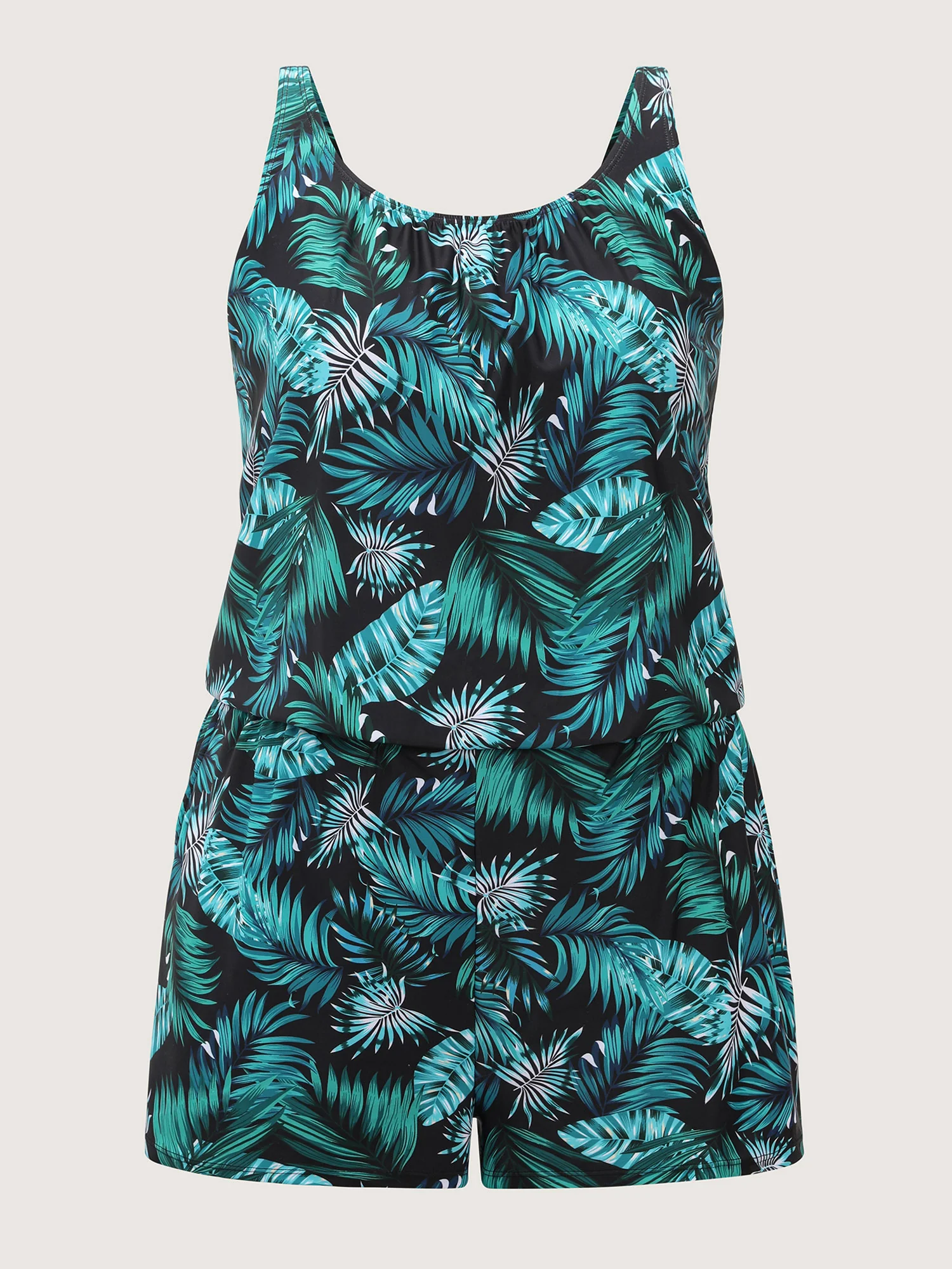 Tropical Flower Print Pockets One-Piece Swimsuit