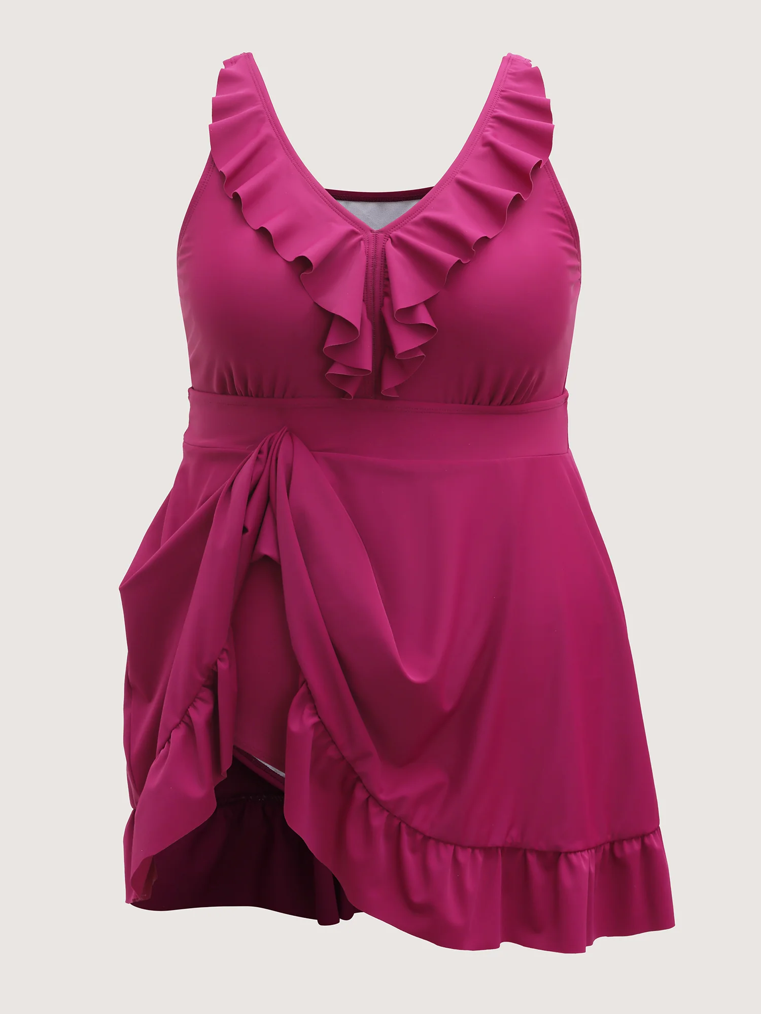 Ruffled Fit and Flare Swim Dress