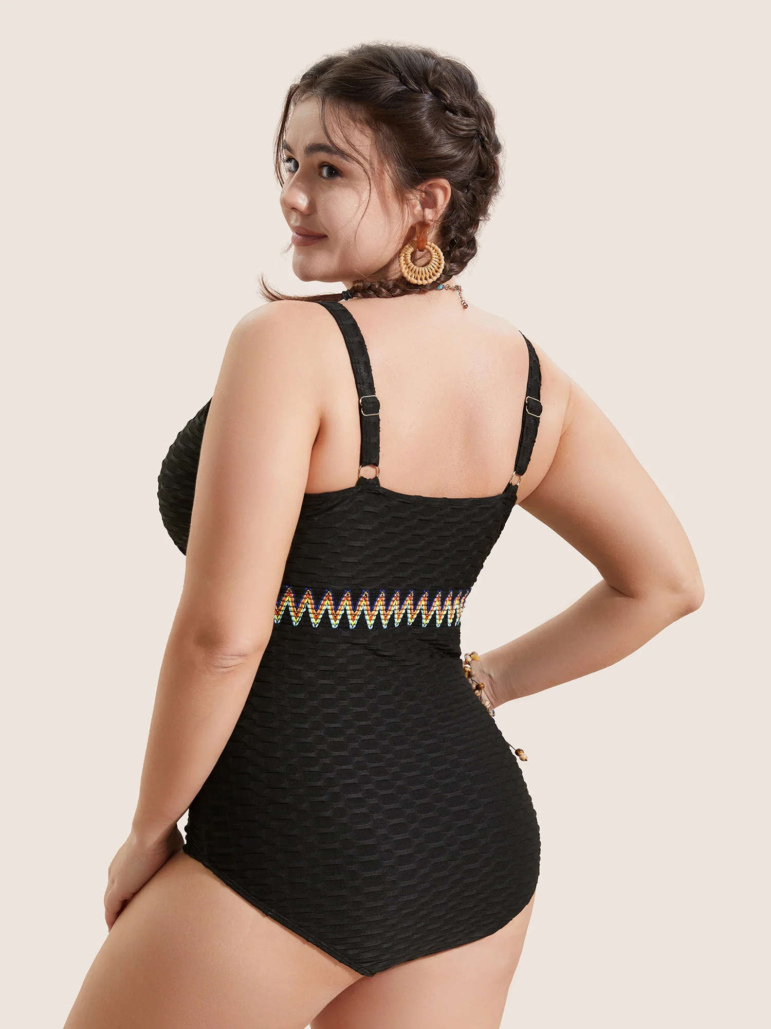 Contrast Webbing Wrap One Piece Swimsuit