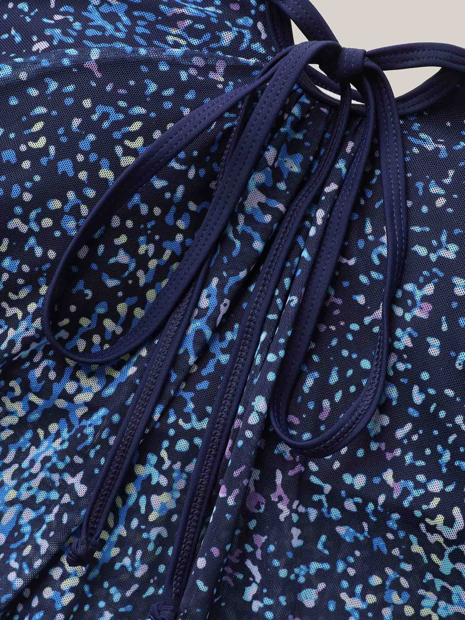 Ombre Gradient Neck Tie Swim Top