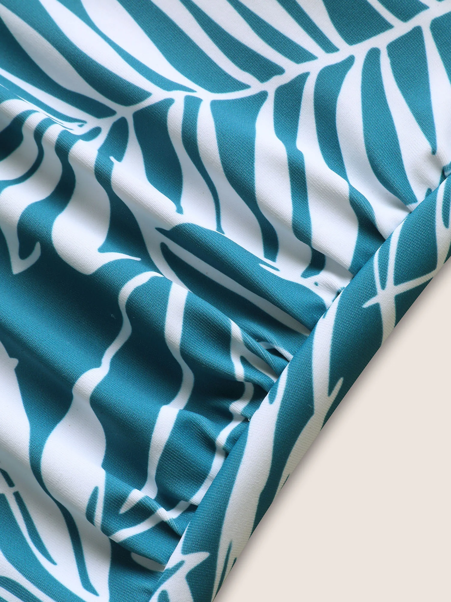 Tropical Print Knotted Gathered One Piece Swimsuit