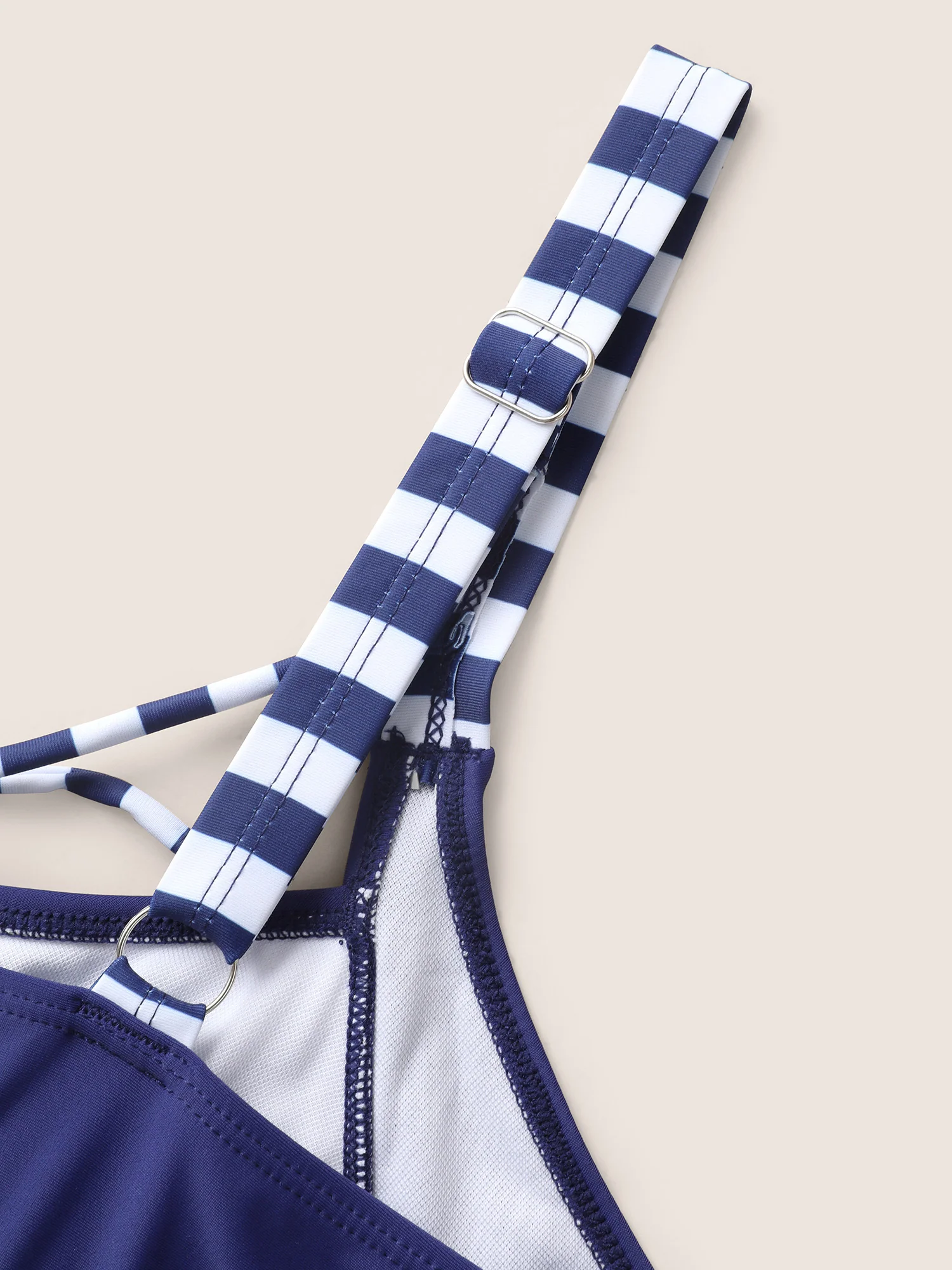 Striped Tie Knot High Stretch Gathered Swim Top