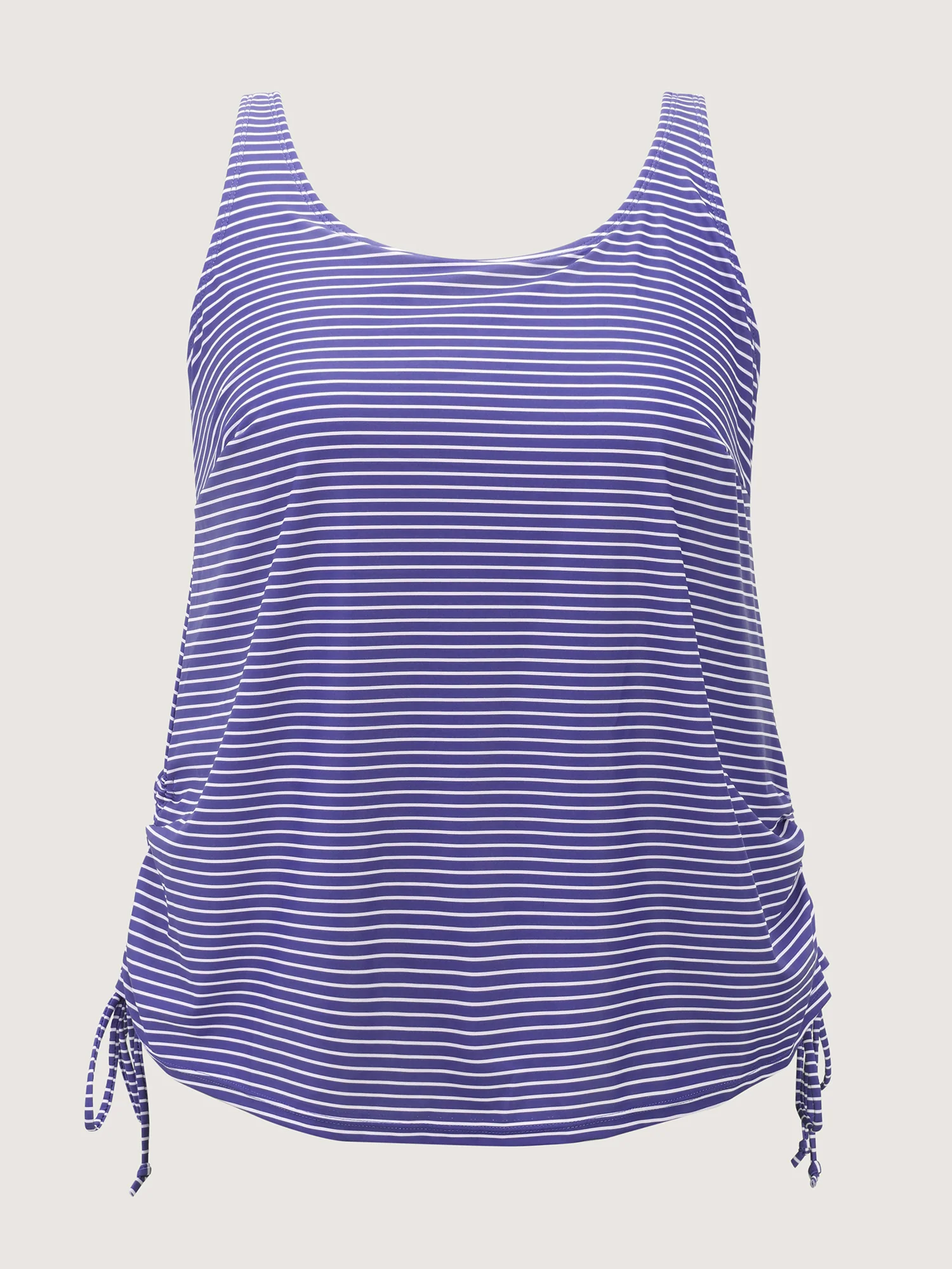 Striped Non-Removable Cups Swim Top