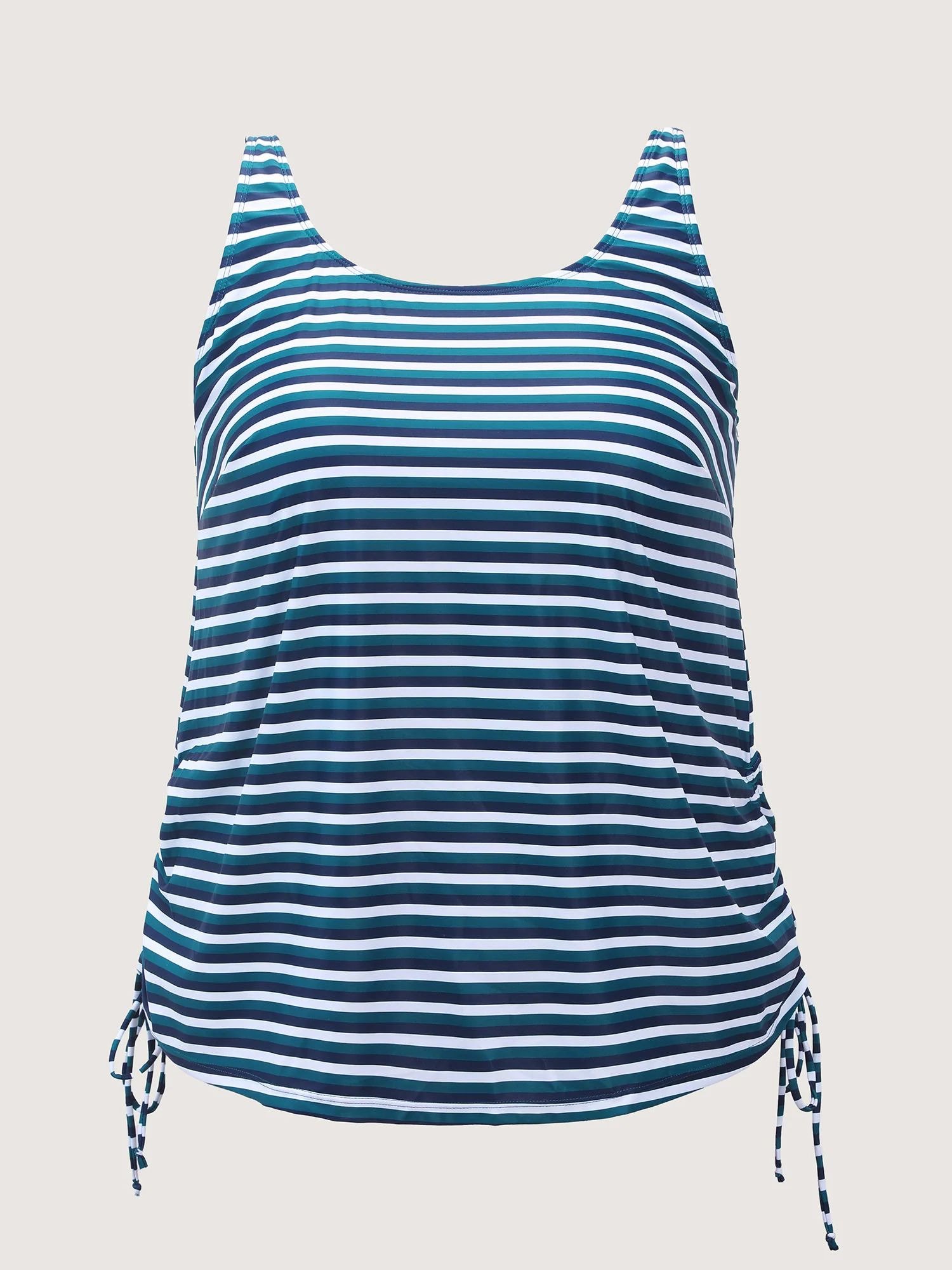 Striped Non-Removable Cups Swim Top