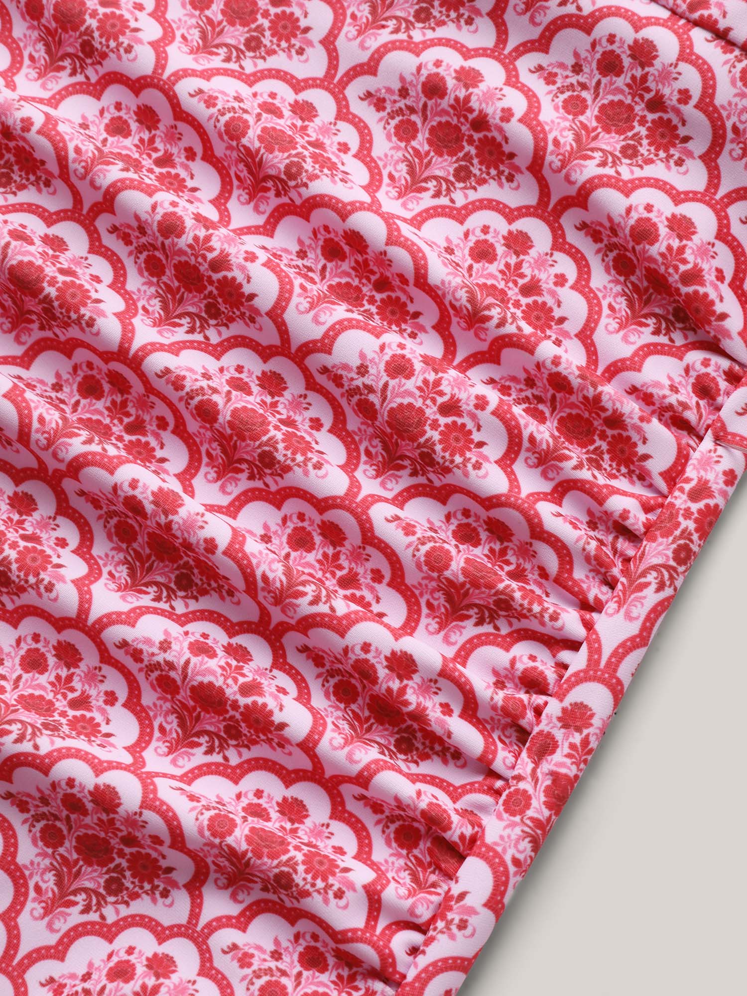 Geometric Print Ruched One-Piece Swimsuit