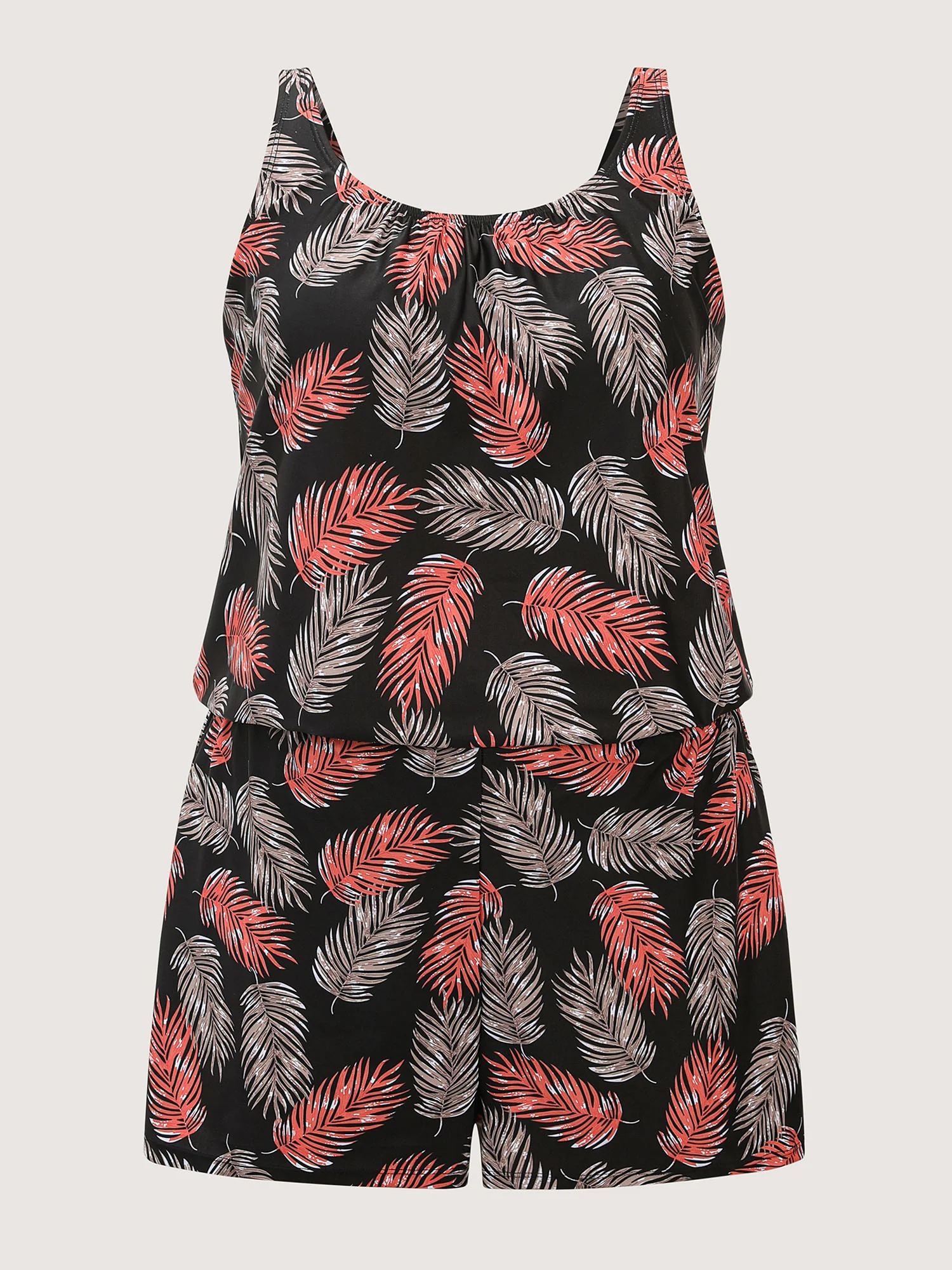 Tropical Flower Print Pockets One-Piece Swimsuit