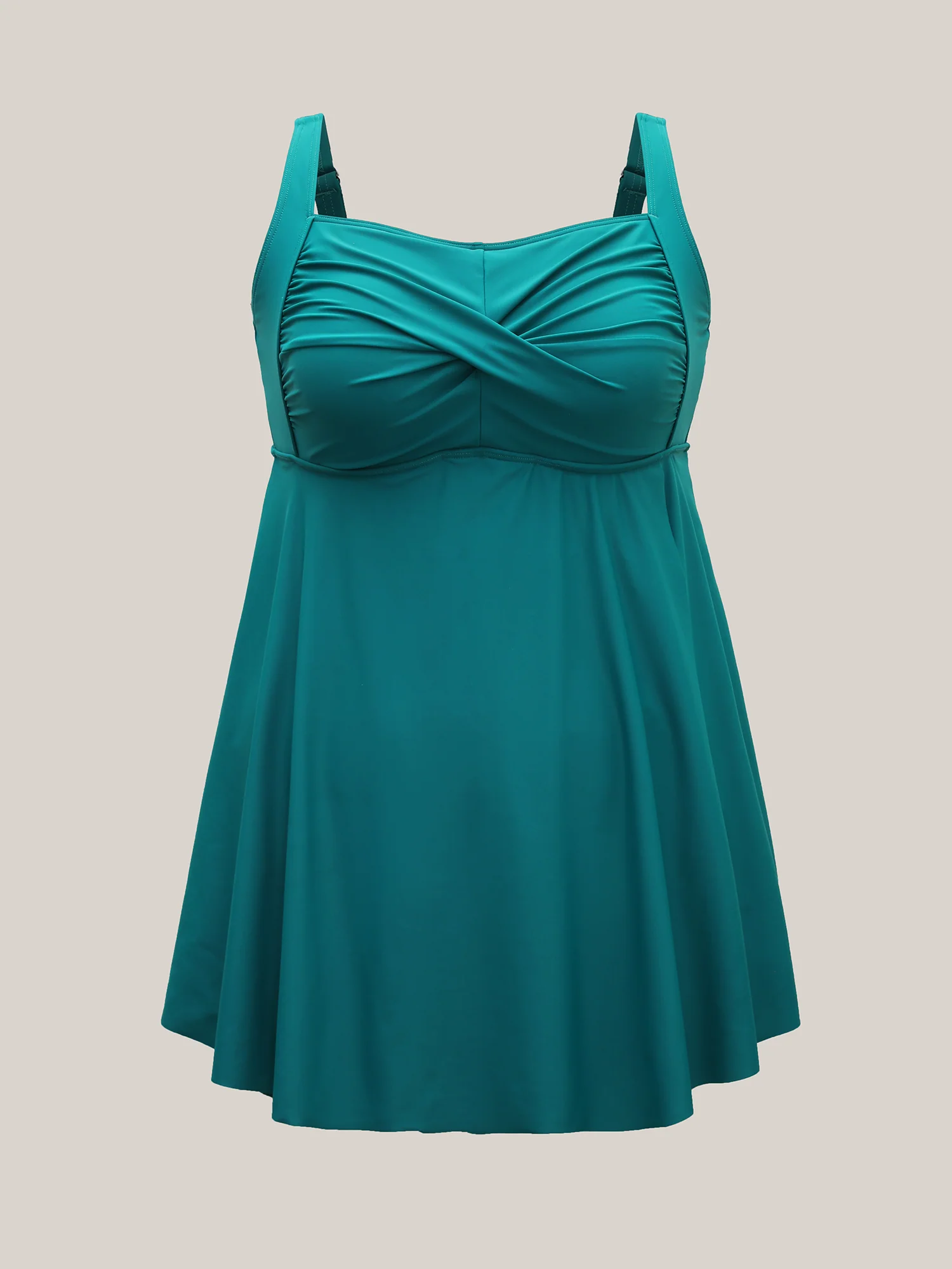 Anti-Float Tie Twist Slit Swim Dress