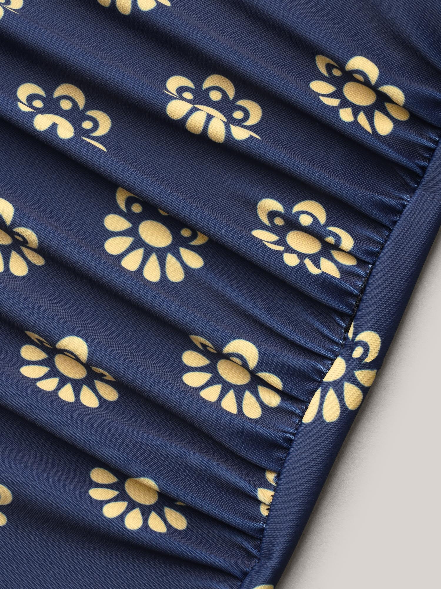 Boho Print Mesh Ruched Crisscross One-Piece Swimsuit