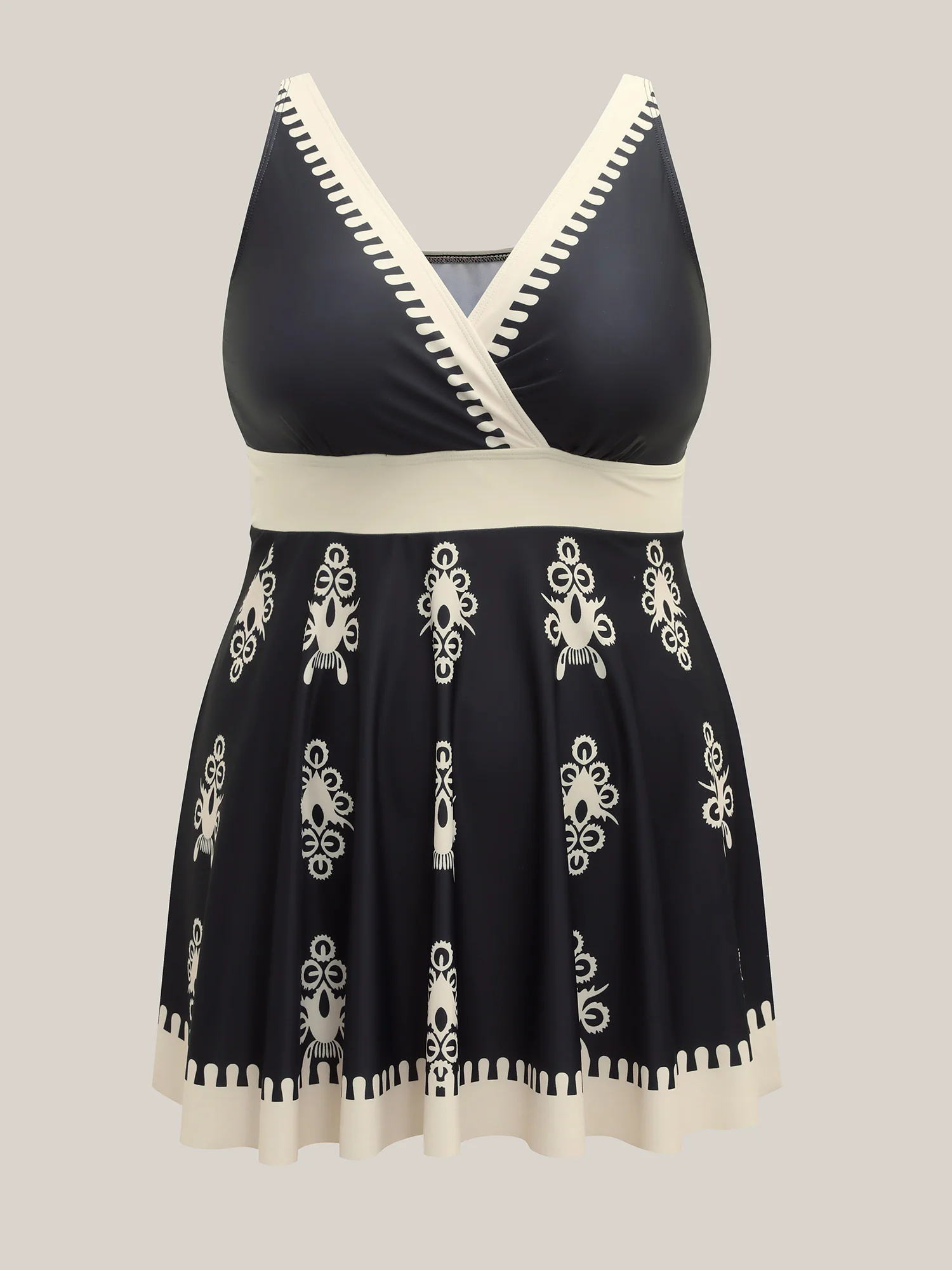 Boho Flower Print Surplice Swim Dress