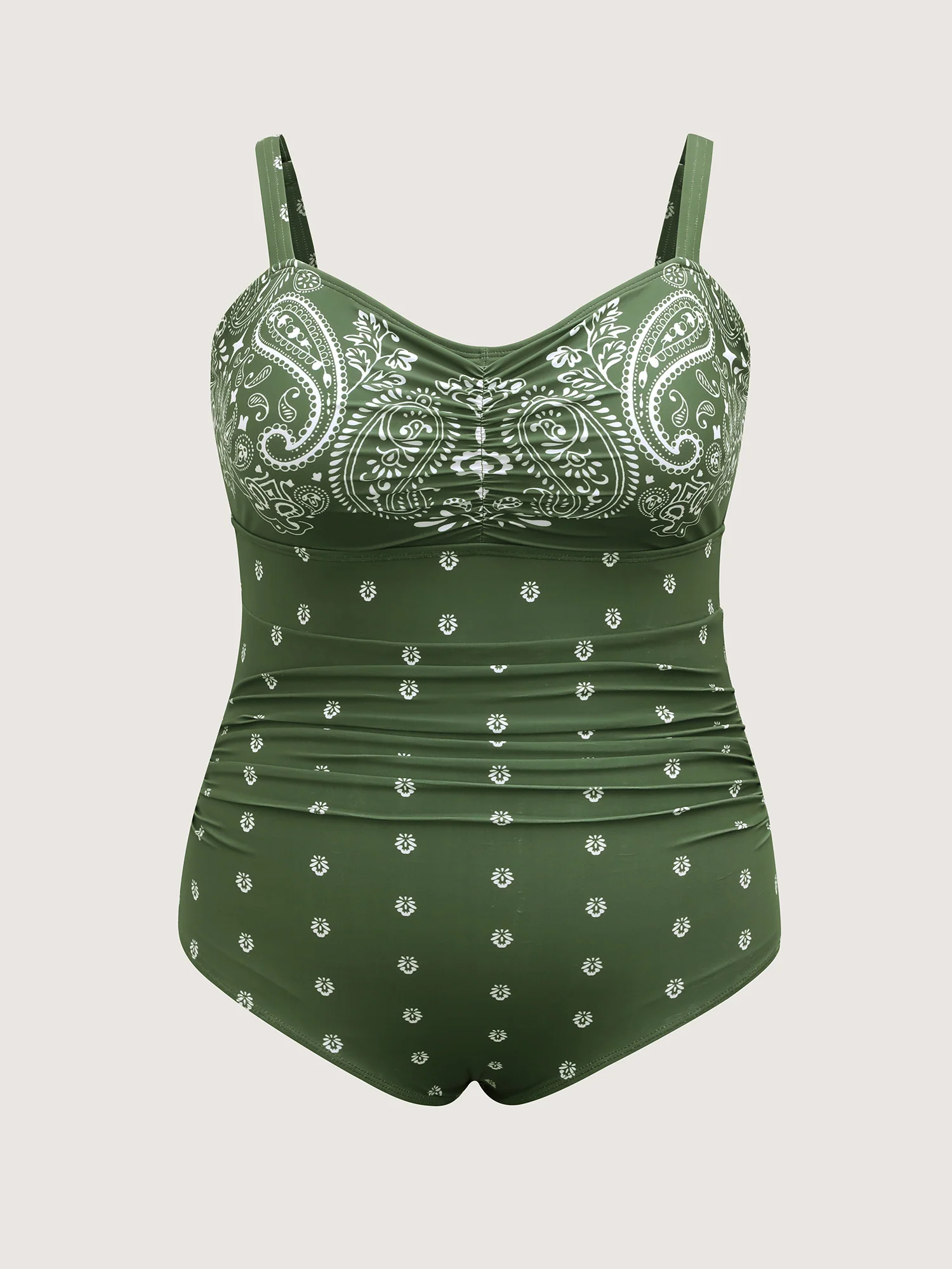 Paisley Print Ruched One-Piece Swimsuit