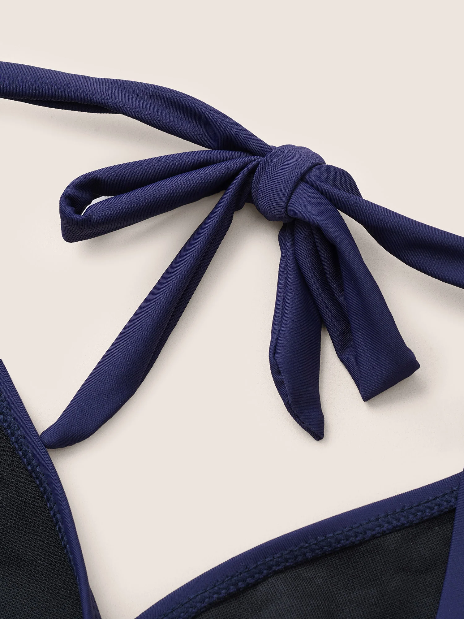 Solid Ruffle Hem Empire Waist Halter Neck Swim Dress