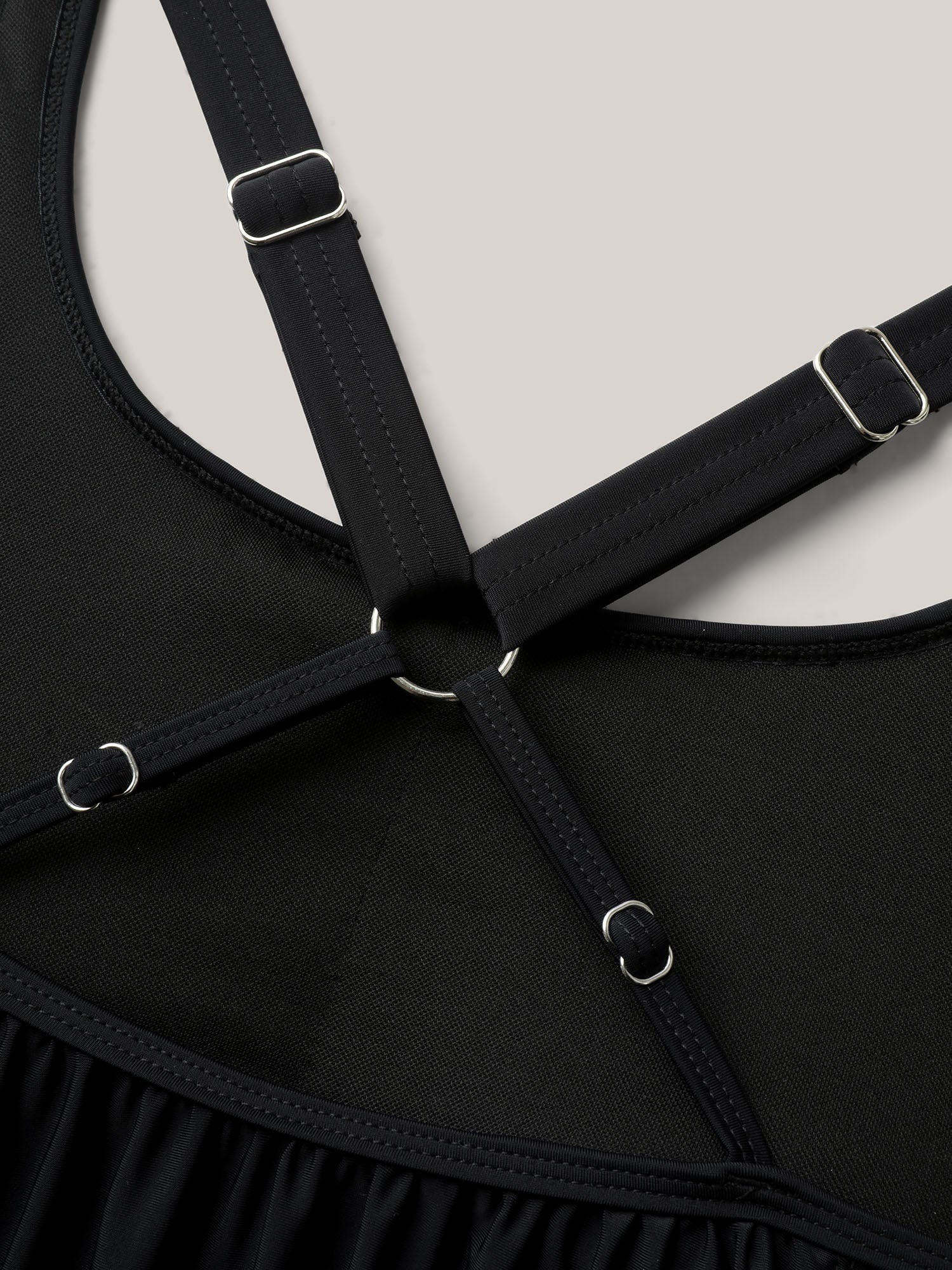 Camouflage Contrast Pleated Swim Top