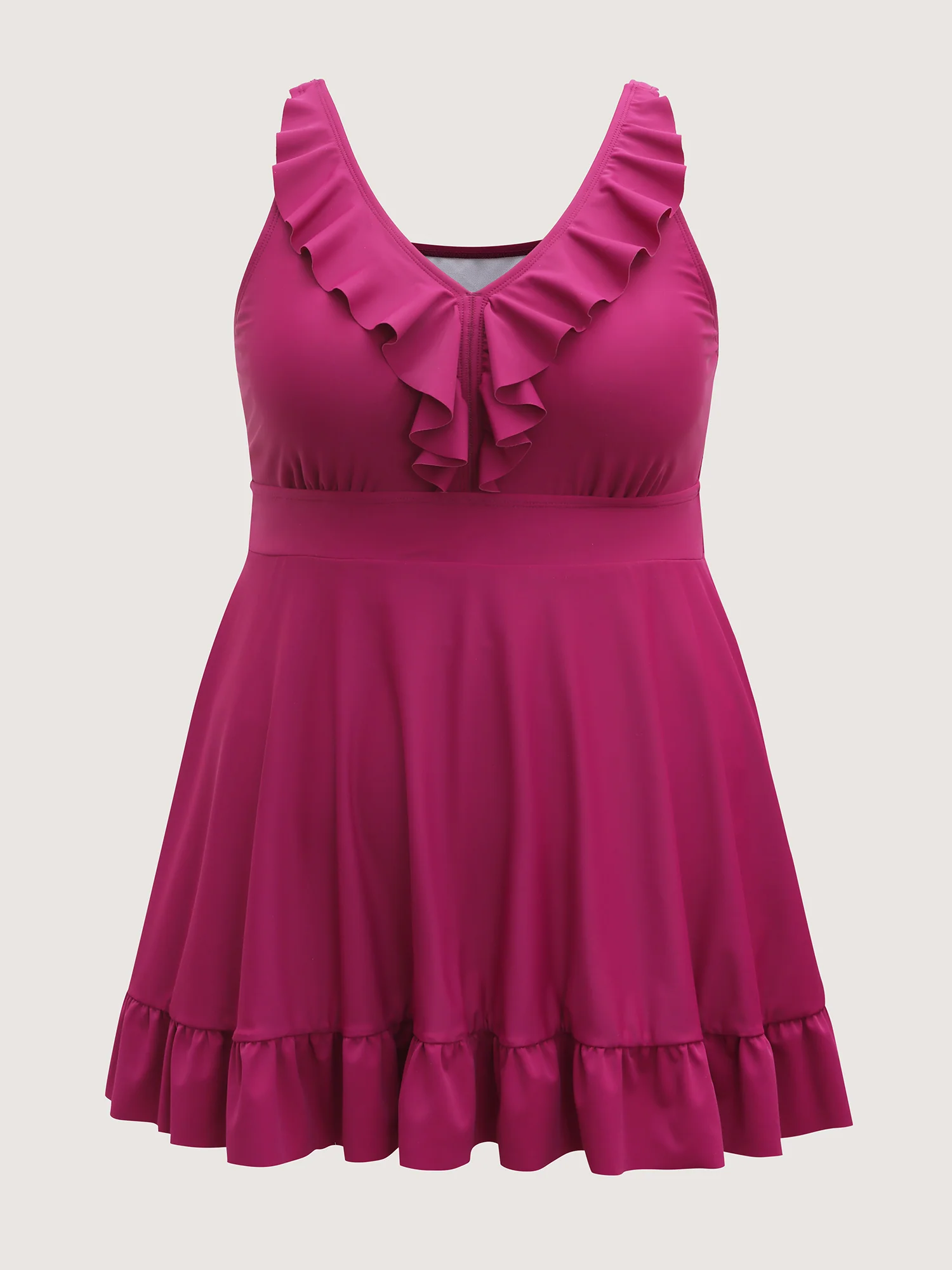 Ruffled Fit and Flare Swim Dress