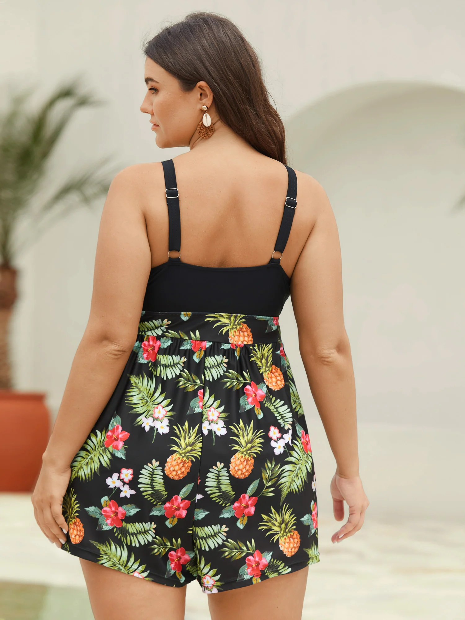 Tropical Floral Pockets One-Piece Swimsuit