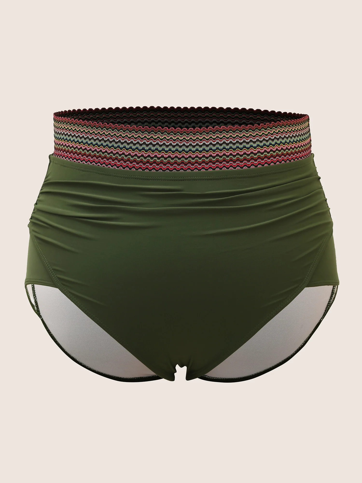 Woven Ribbon Gathered High Rise Swim Bottom