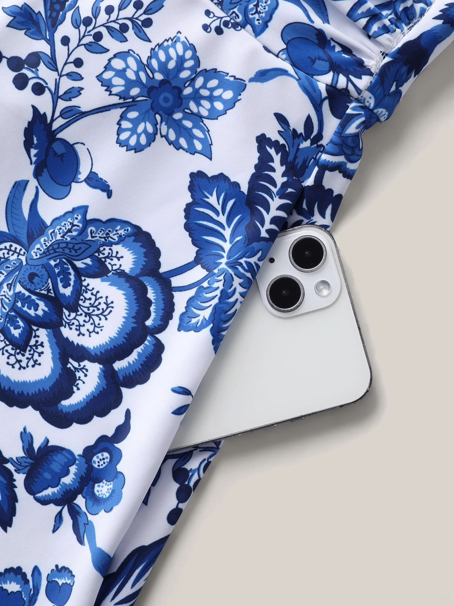 Boho Print Ruched Pockets Swim Dress