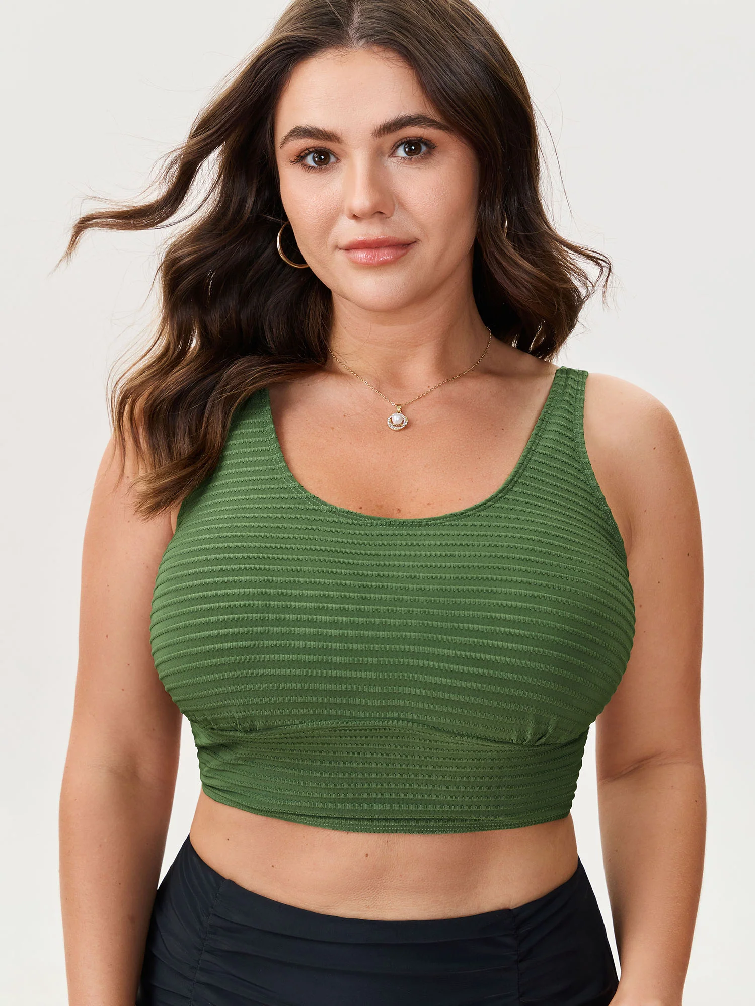 Textured U-Neck Swim Top