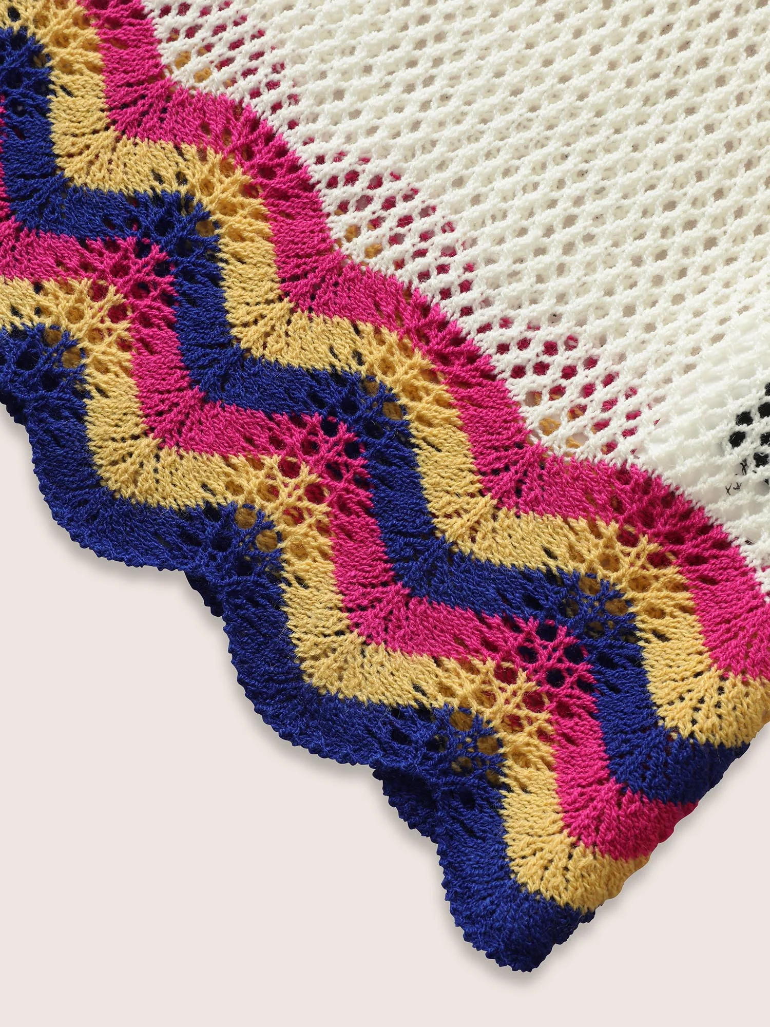 Deep V Neck Contrast Striped Drawstring Swim Cover Up