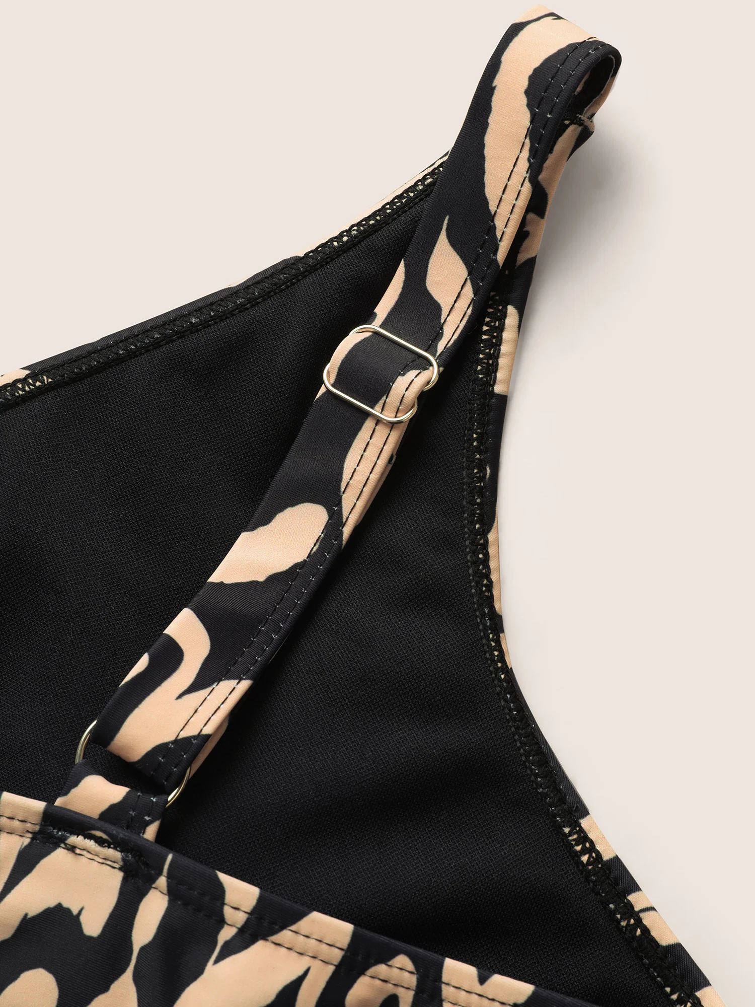 Boho Print Overlap Collar Woven Ribbon Swim Dress