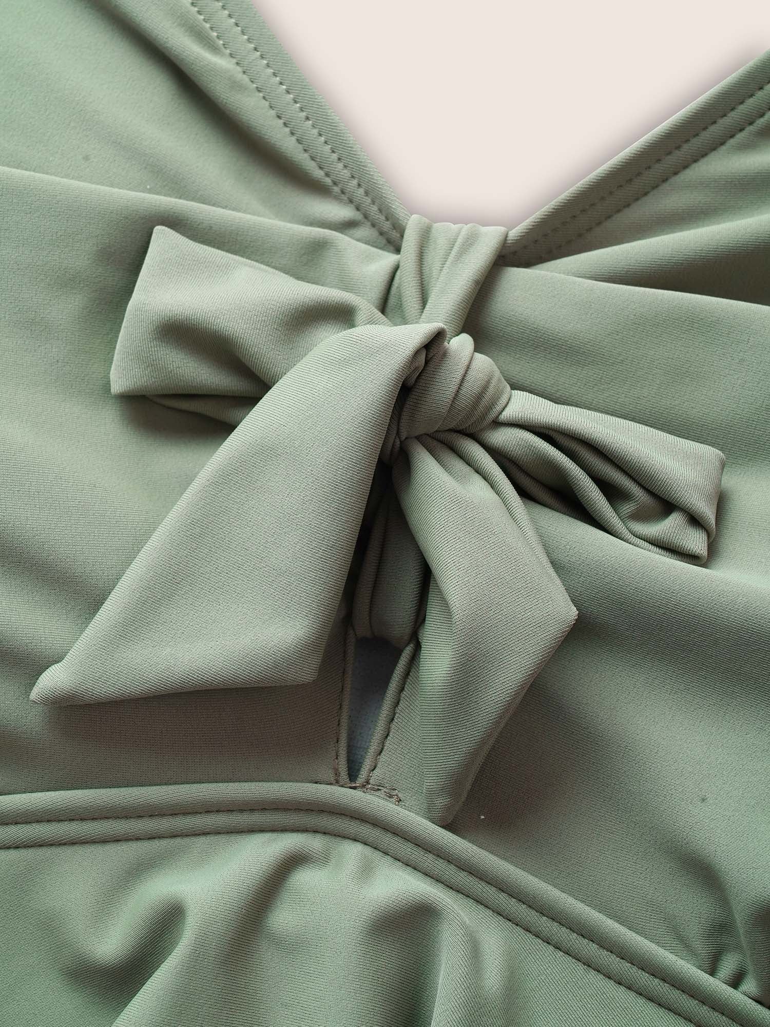 Knotted Front Ruffle Tiered Tankini Top