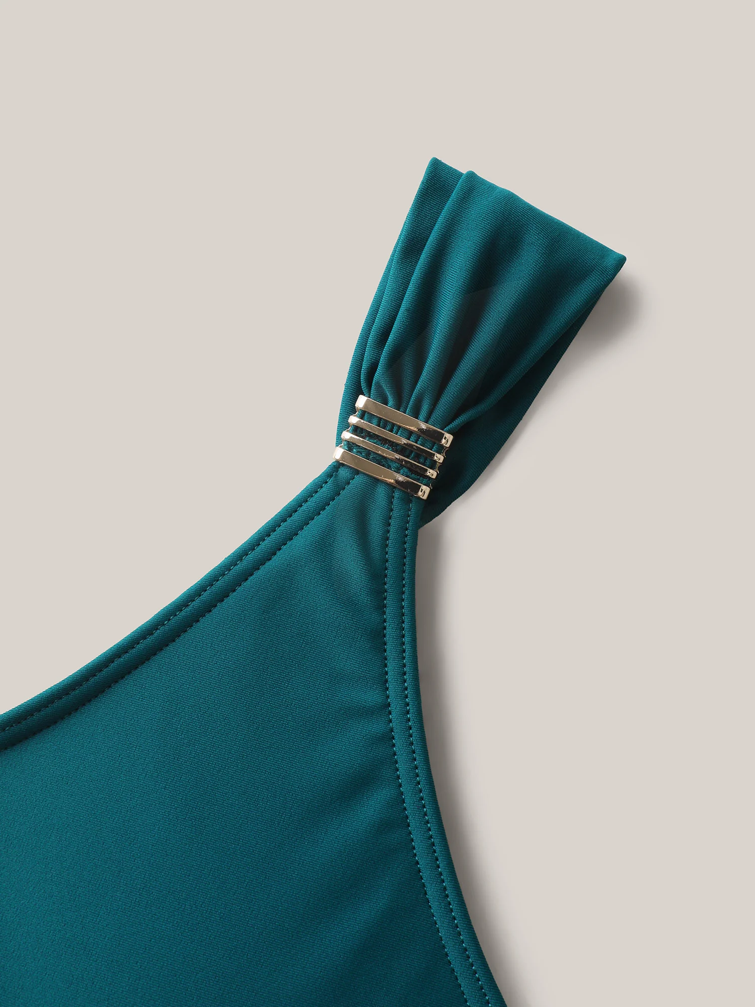 Anti-Float Tie Twist Solid Swim Dress