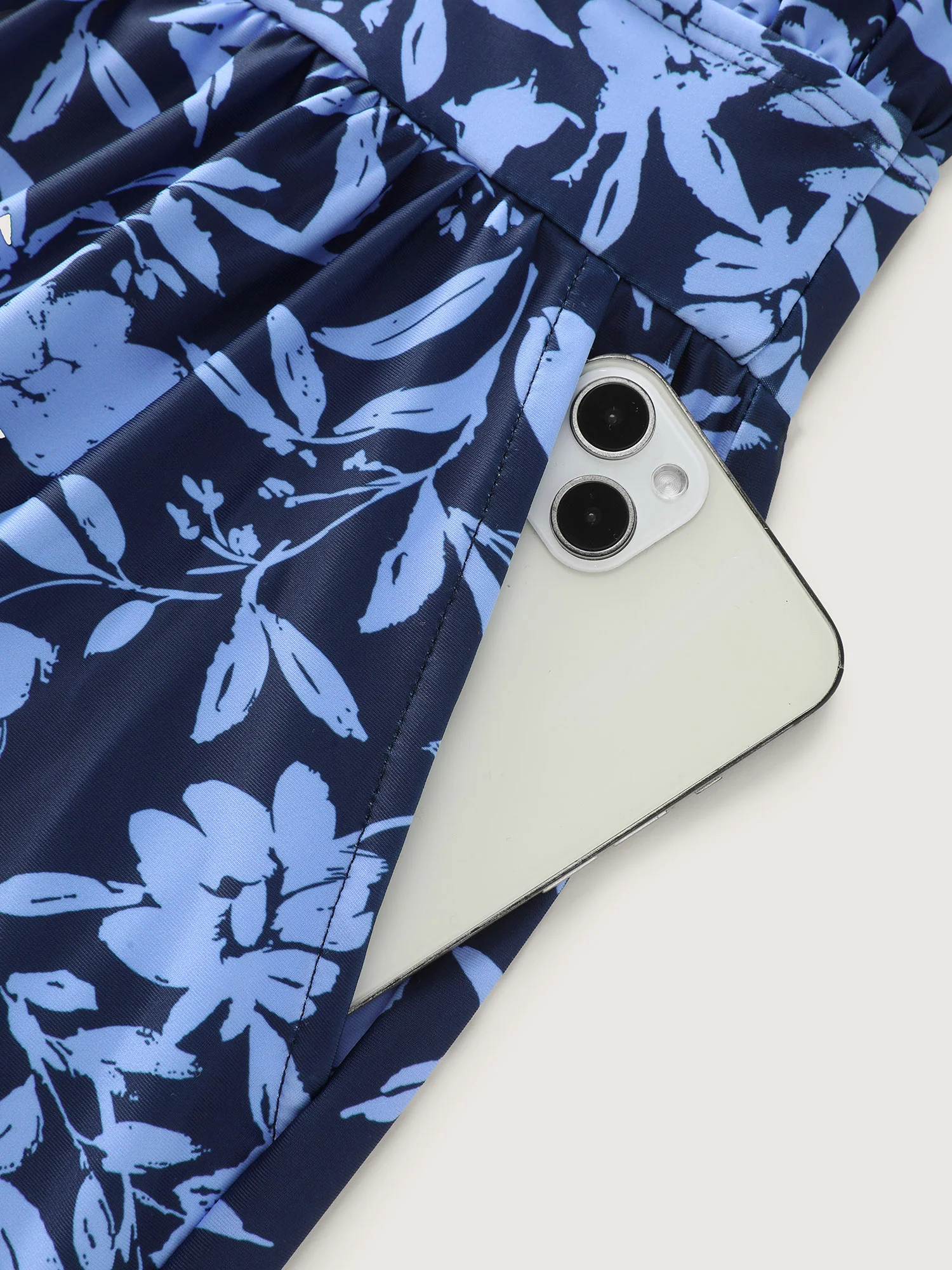 Tropical Flower Print Pockets One-Piece Swimsuit