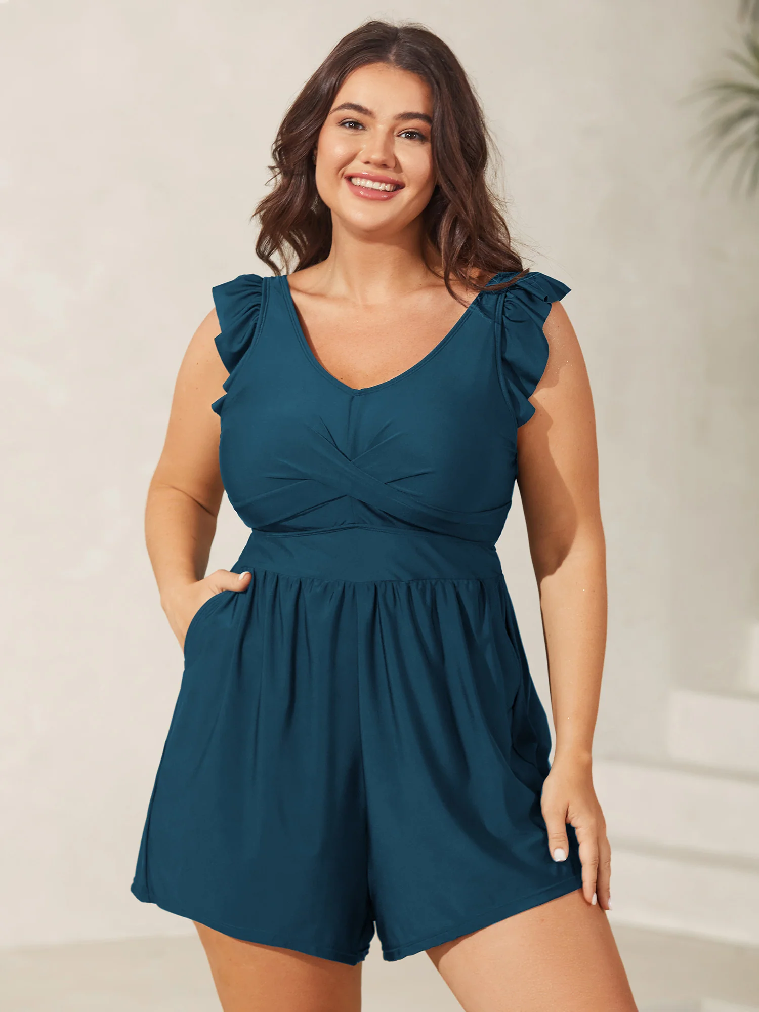 Twist Front Ruffled One-Piece Swimsuit