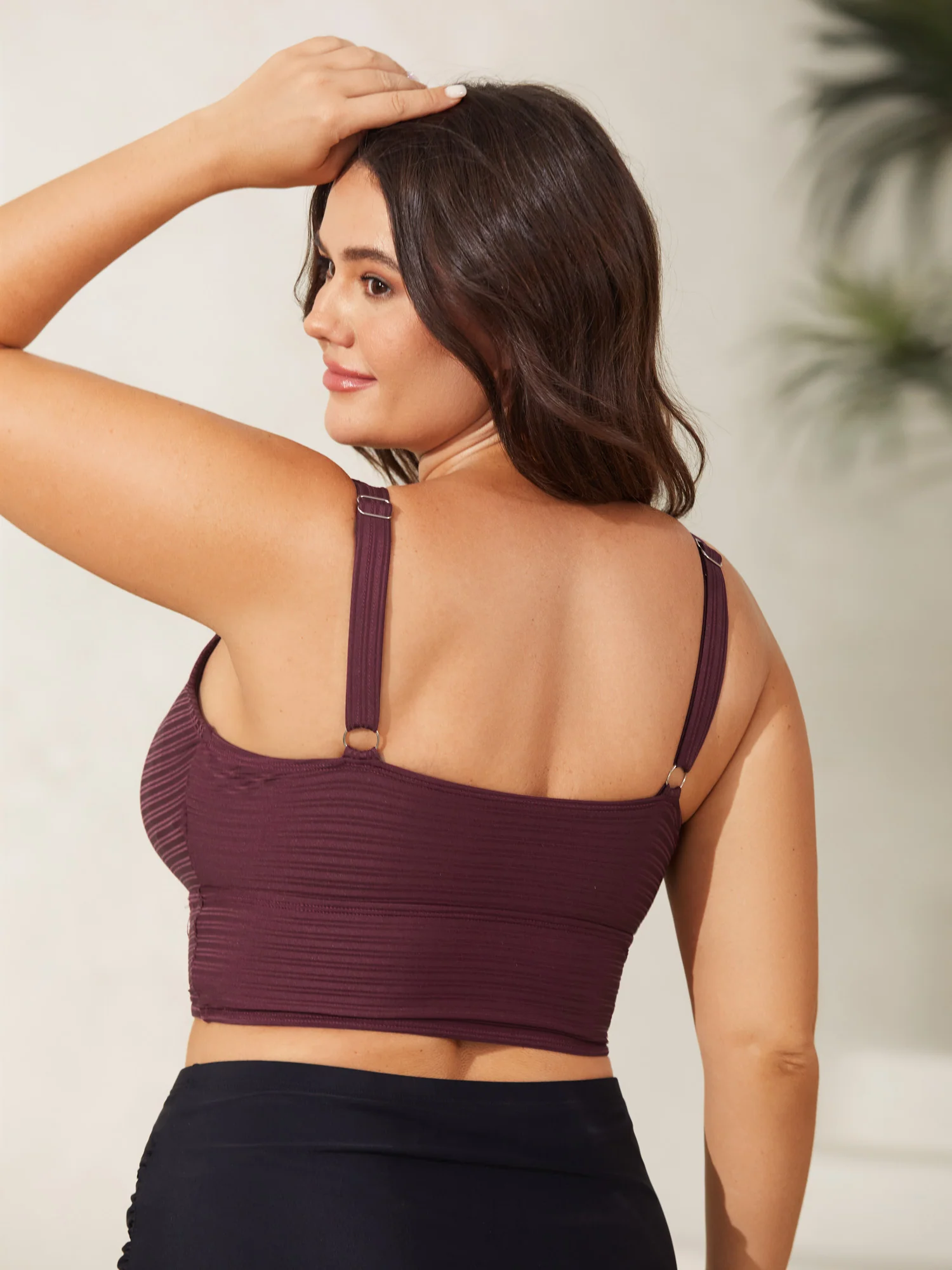 Adjustable Drawstring Scoop Neck Swim Top