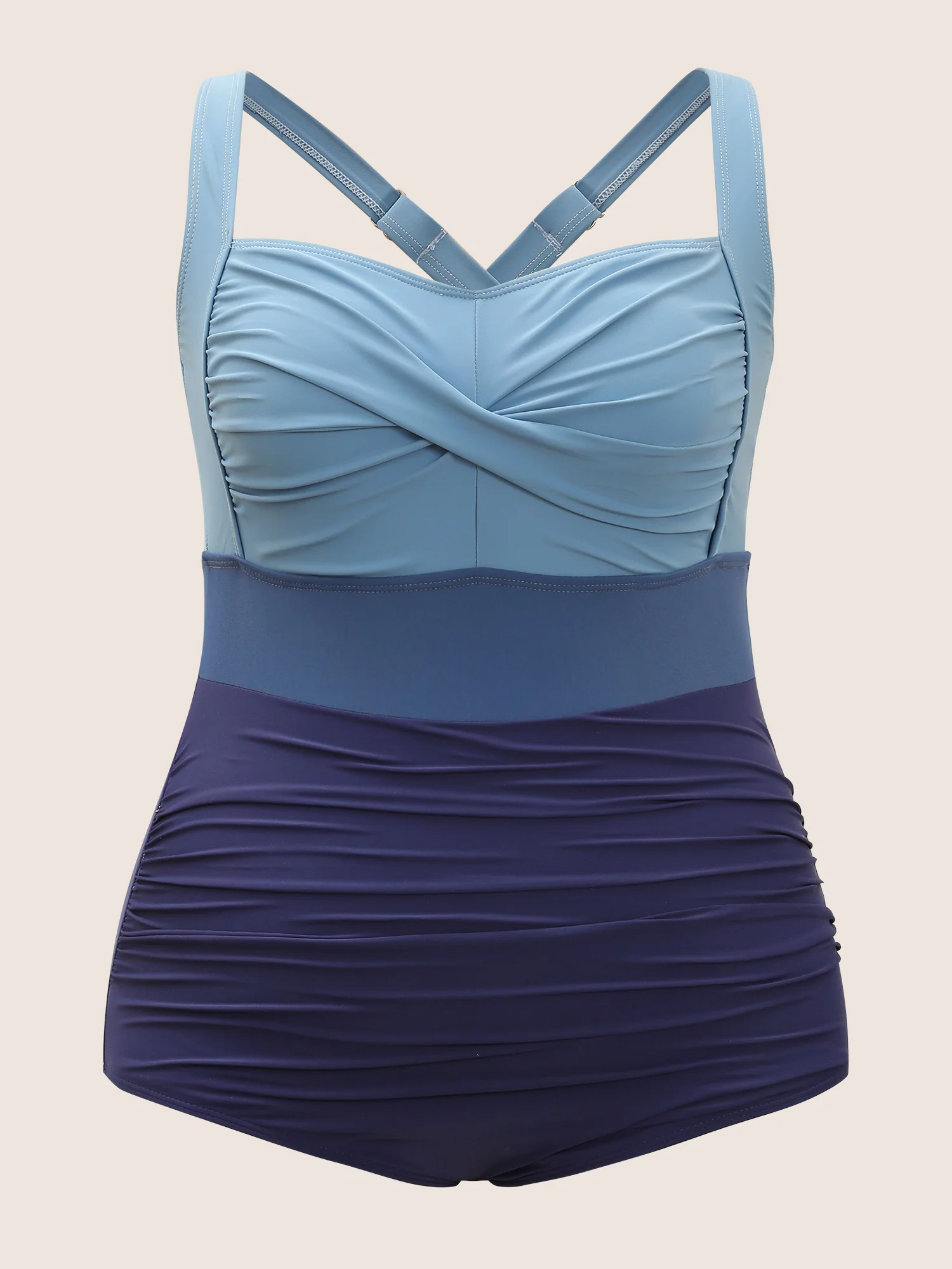 Contrast Twist Front Tummy-Control One Piece Swimsuit