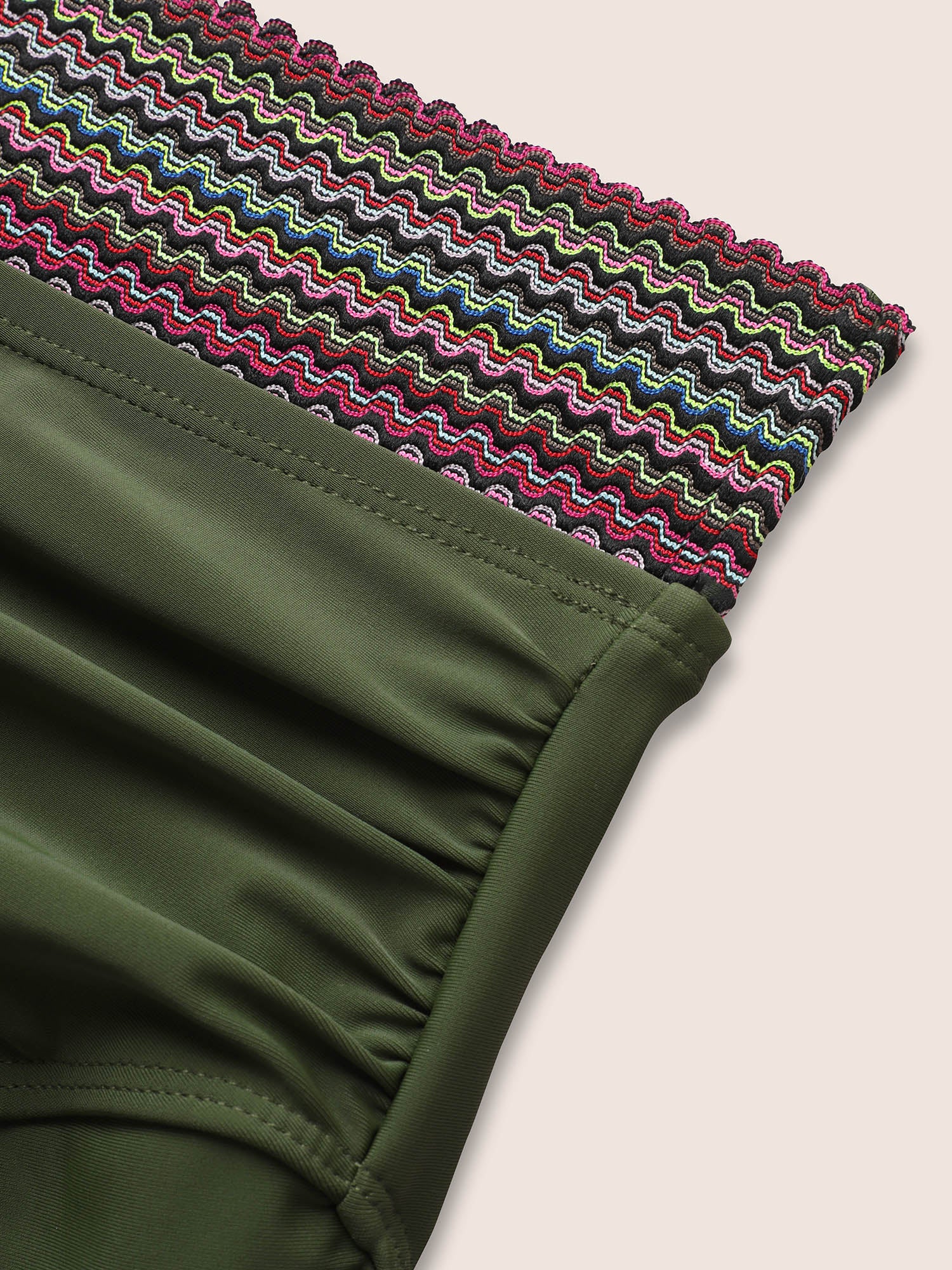 Woven Ribbon Gathered High Rise Swim Bottom